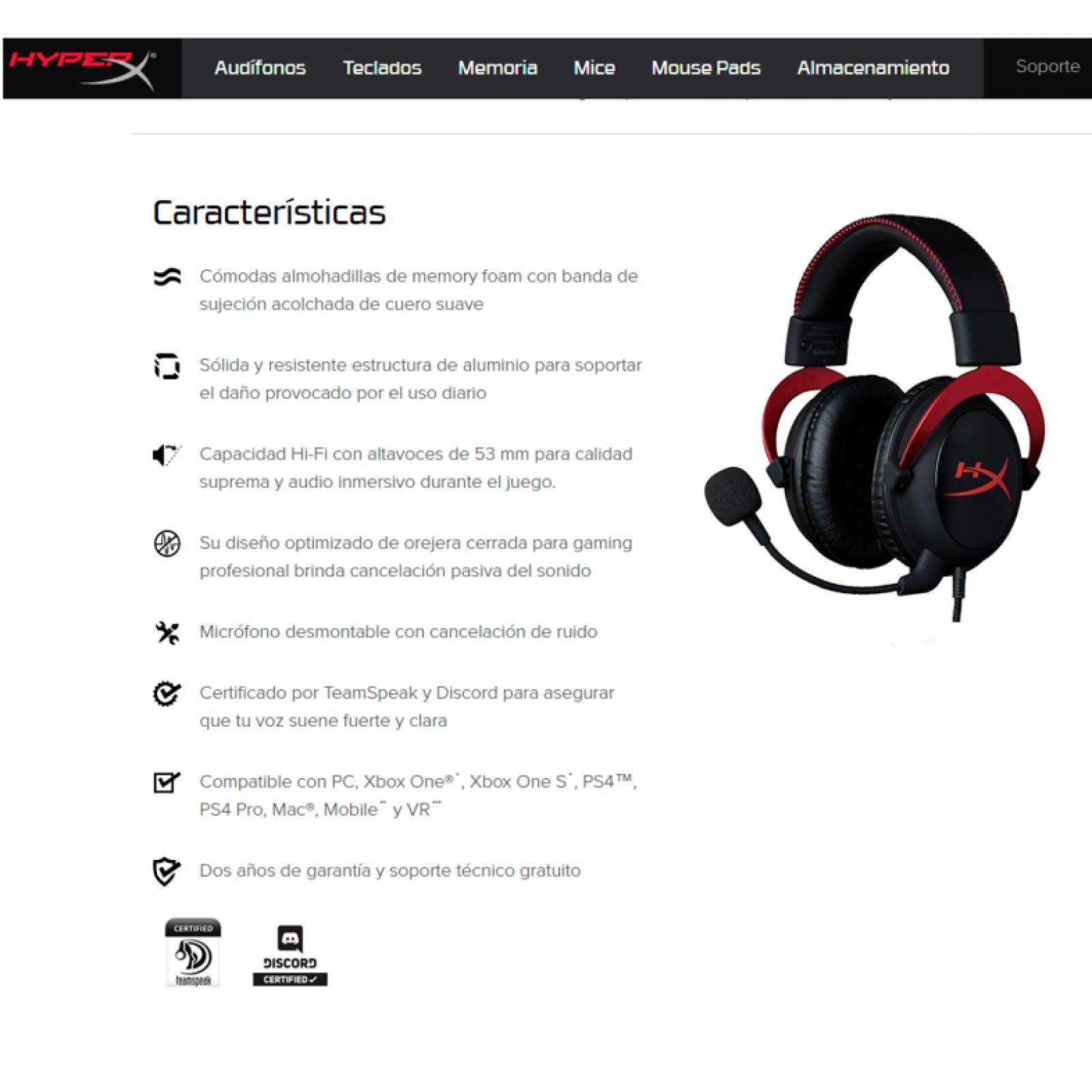 Audifonos Hyper X Cloud2 Gaming Diadema Gun Metal Gamer