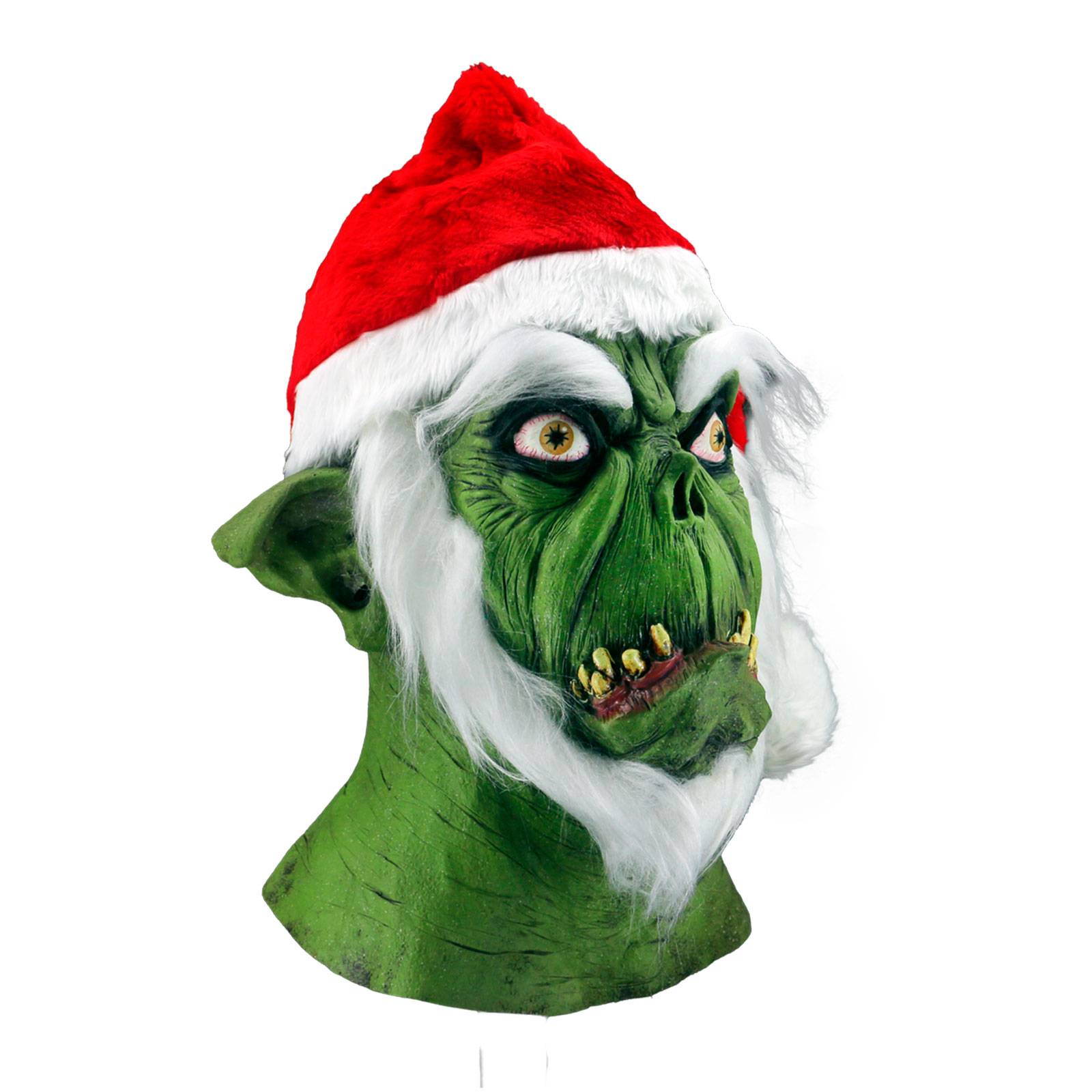 Máscara de Halloween Grinch con gorro Navideño Látex Horror