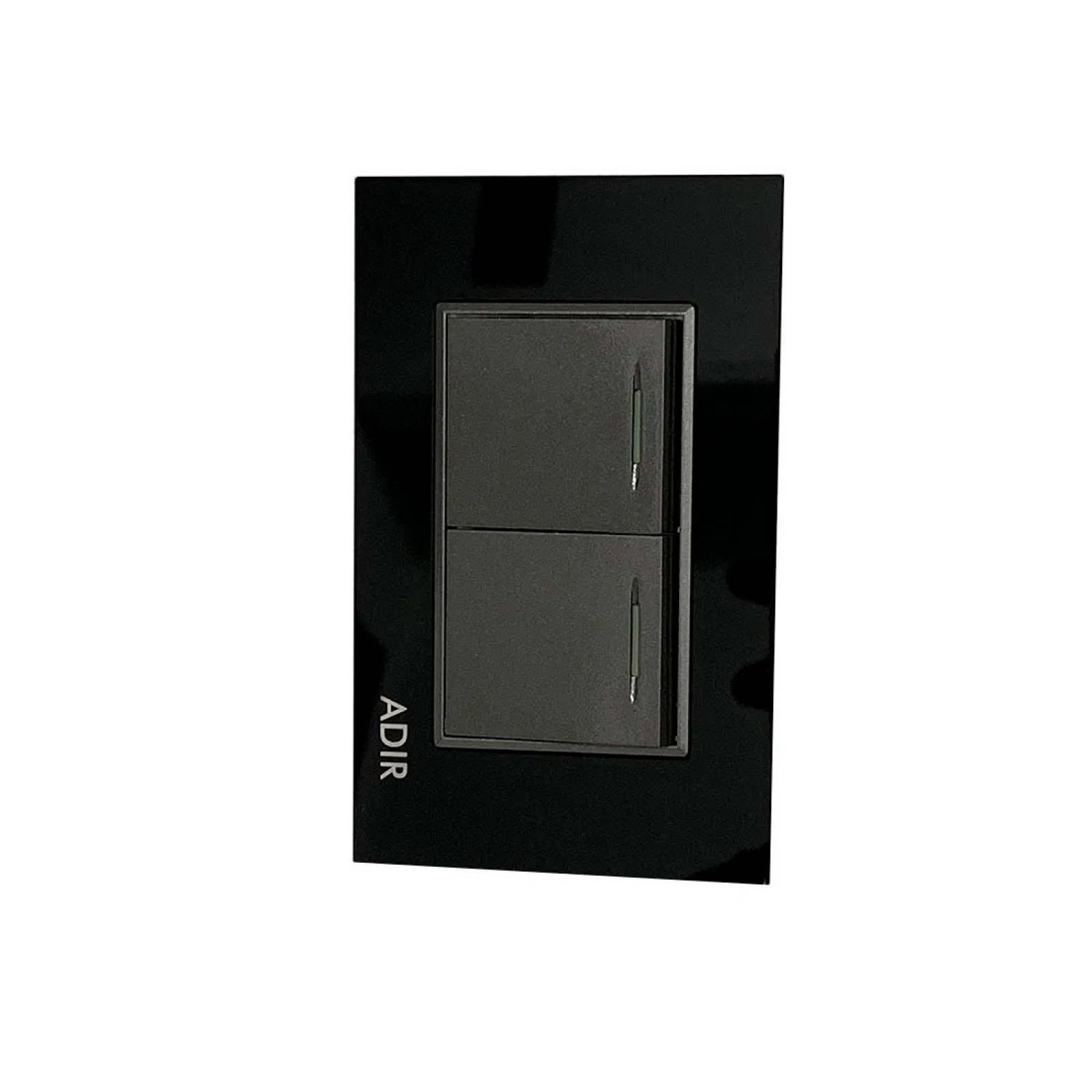 Placa Apagador Sencillo Negro 2 Modulos Tiffany 4149 Adir