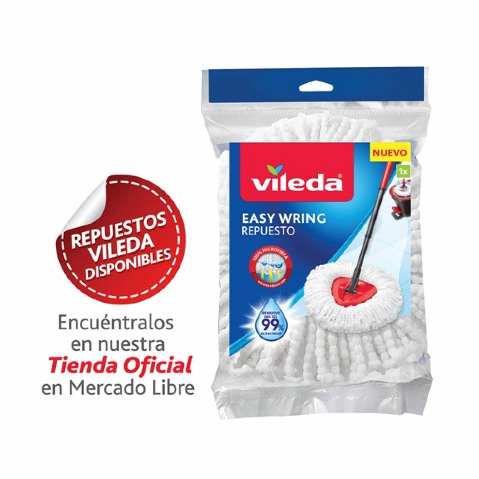 Vileda EasyWring and Clean Turbo Classic - Cabezal de recambio para mopa de  microfibra