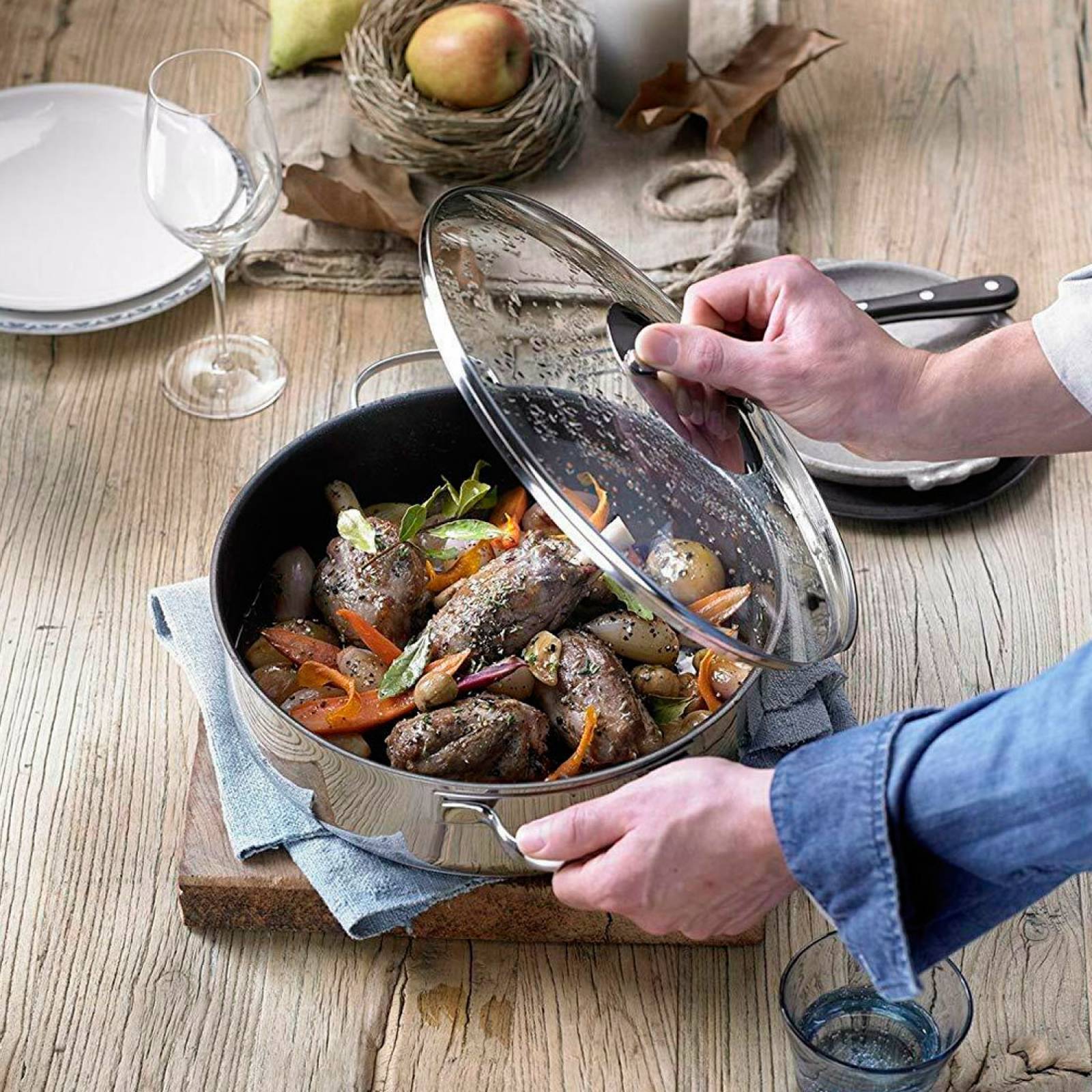 Sartén Cacerola Para Horno Acero InoxidableTapa Cristal WMF