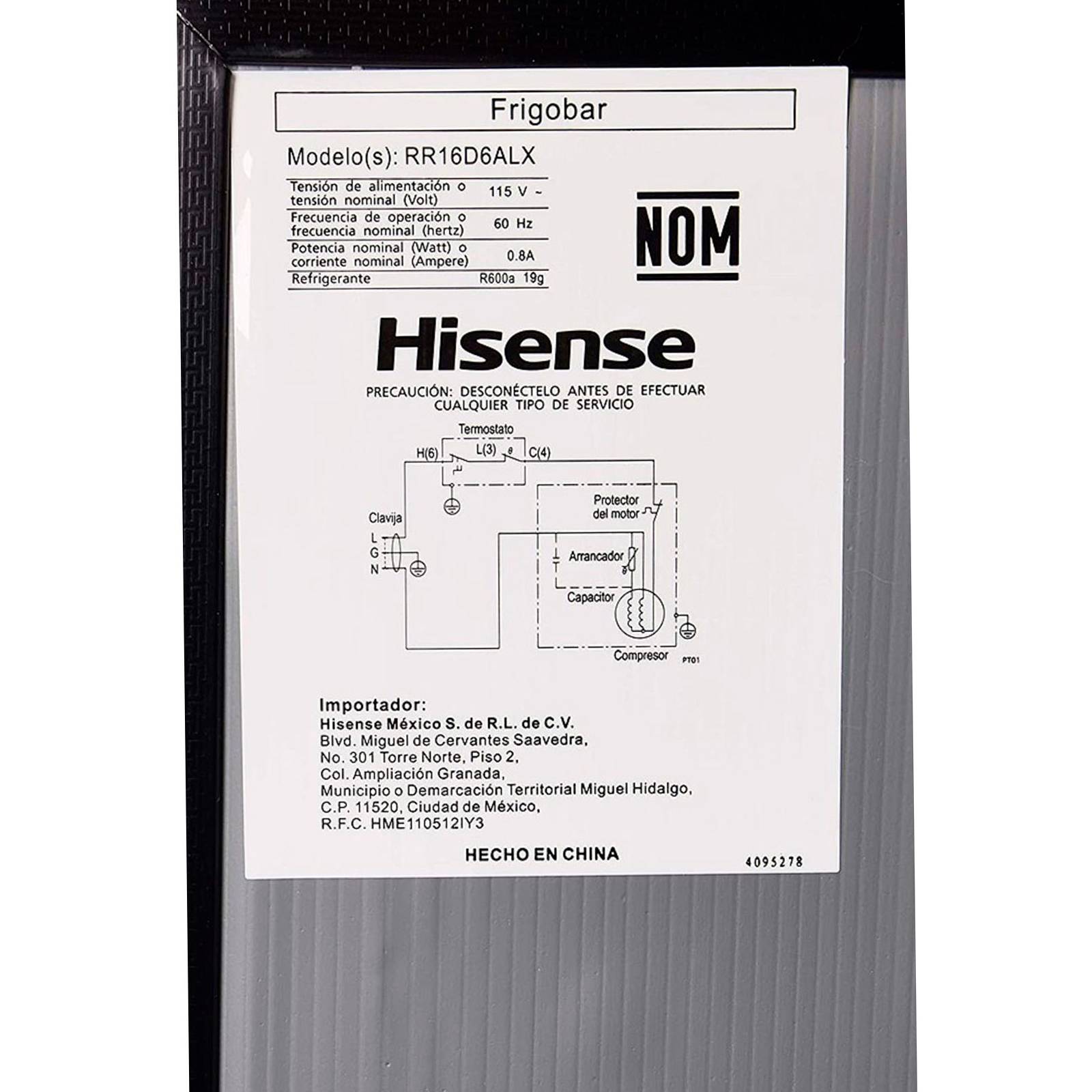 Frigobar 1 6 Pies 120 V RR16D6AGX1 Plateado Hisense