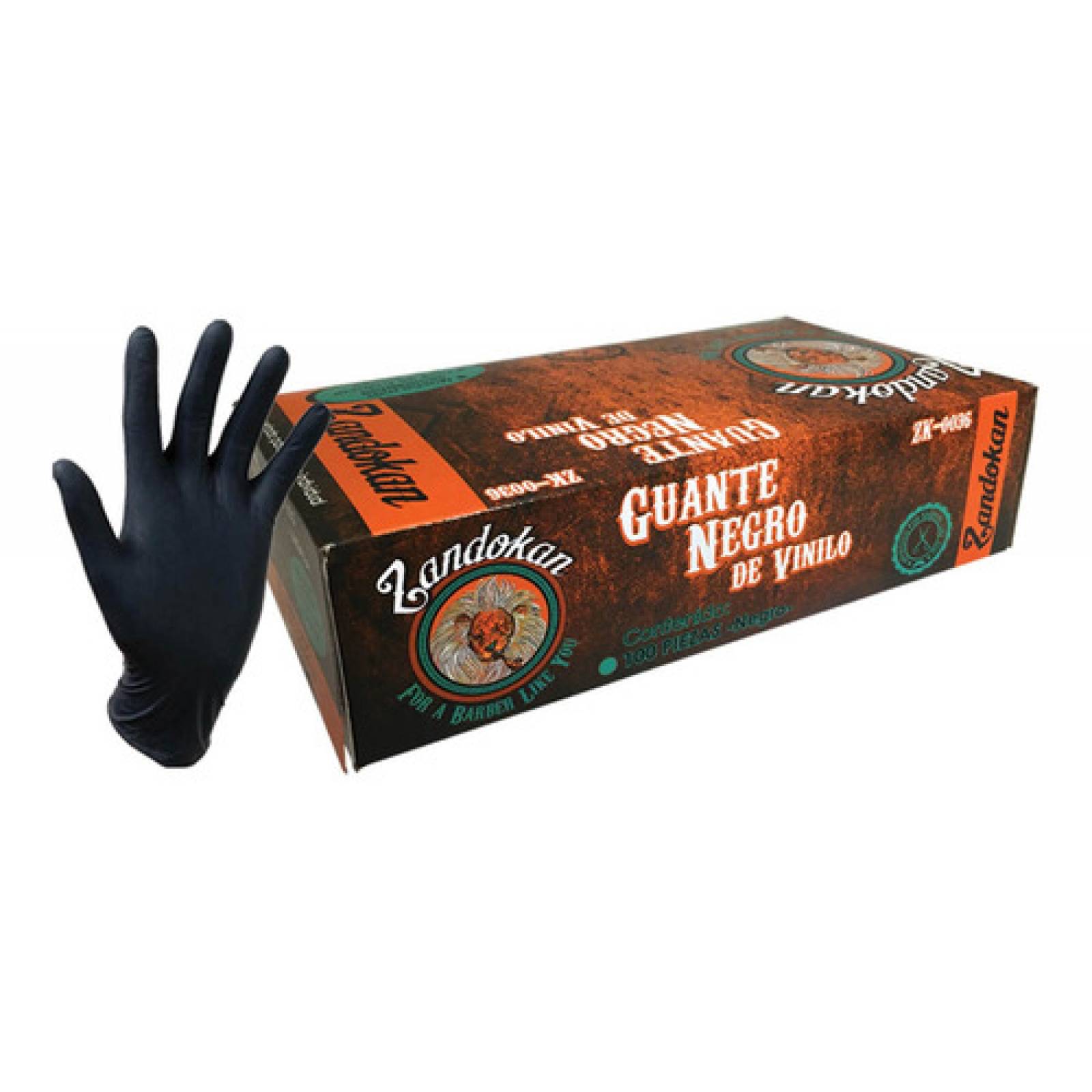 Caja Guantes De Vinilo Negro 100 Pz Zandokan Zk 0036