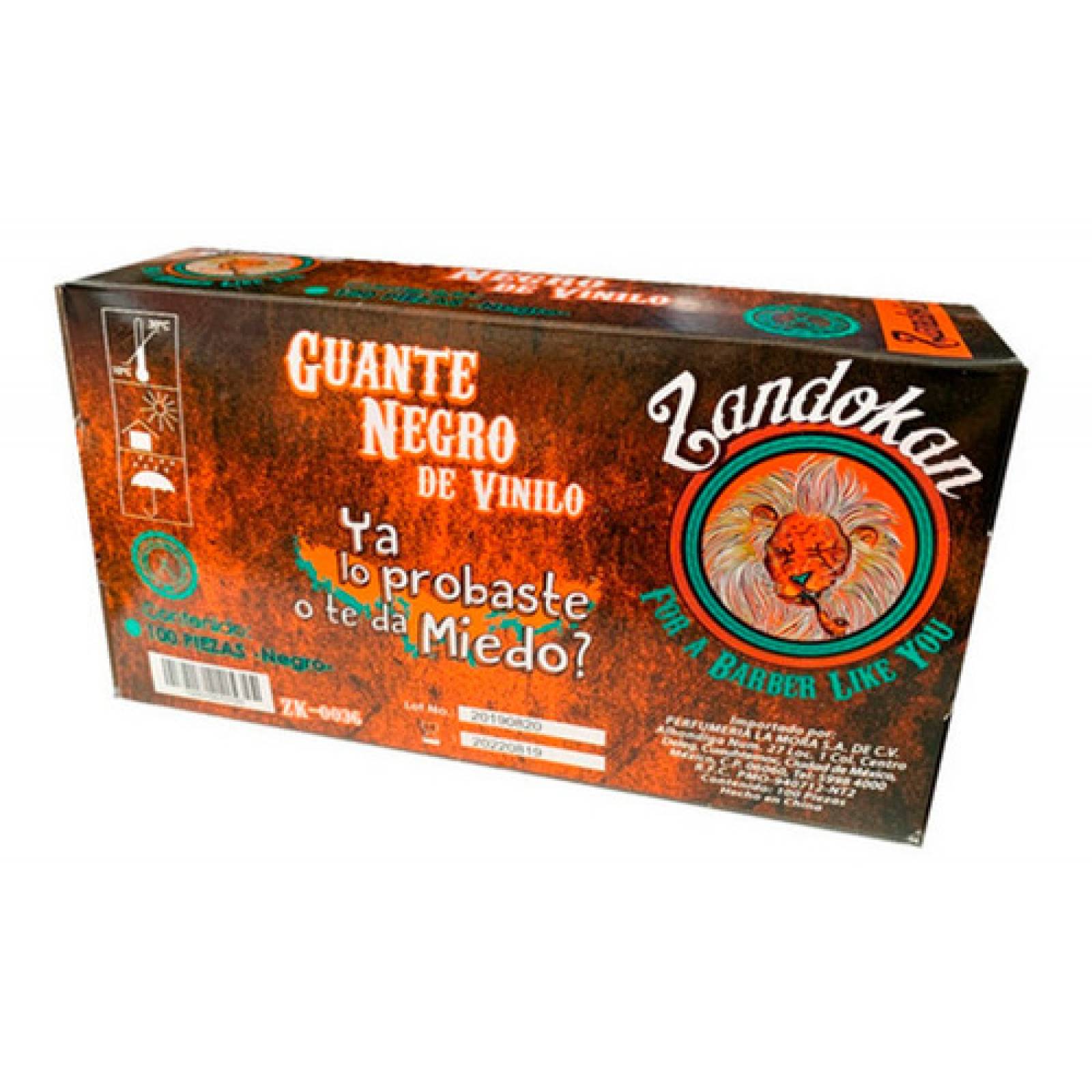 Caja Guantes De Vinilo Negro 100 Pz Zandokan Zk 0036