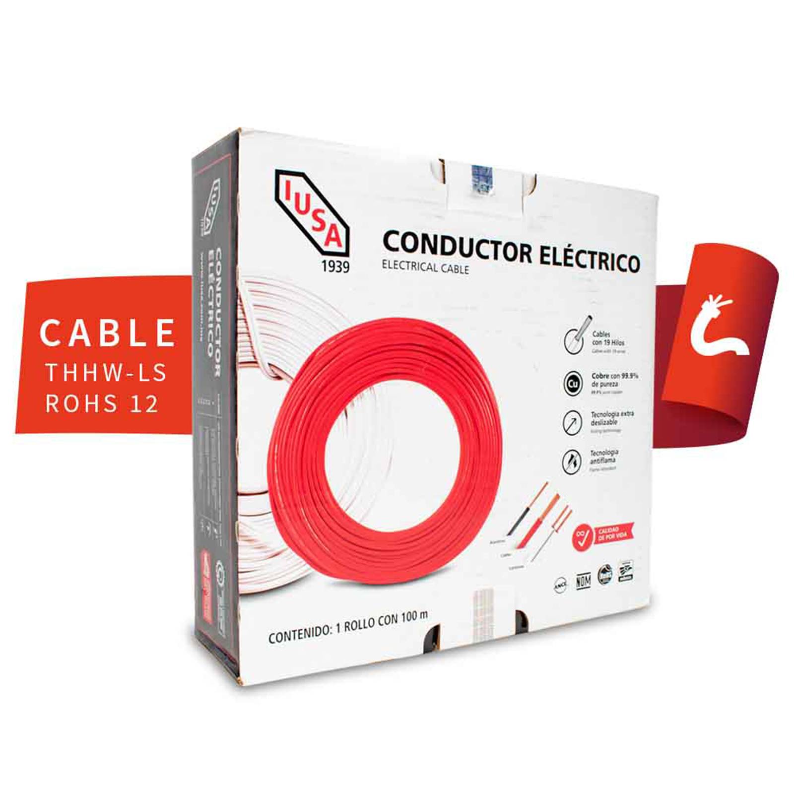 Cable Calibre 12 Thhw Ls Ce Rohs Awg Caja 100M 19 Hilos Iusa