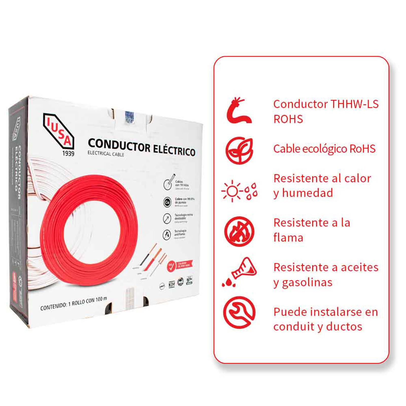 Cable Calibre 12 Thhw Ls Ce Rohs Awg Caja 100M 19 Hilos Iusa
