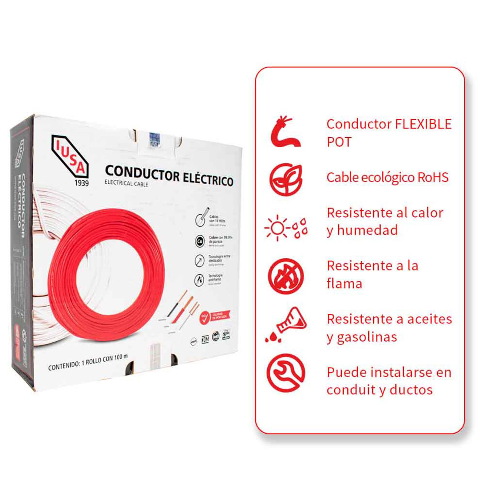 Rollo Cable Cordón Flexible Pot 16 Awg Caja 100M Iusa