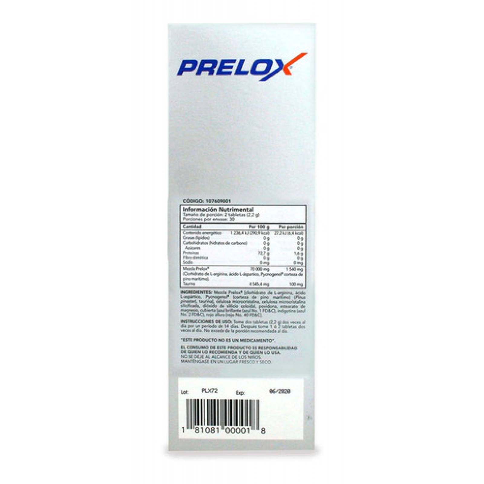 Suplemento Aminoácidos Y Pino Marítimo Prelox 60 Tabletas