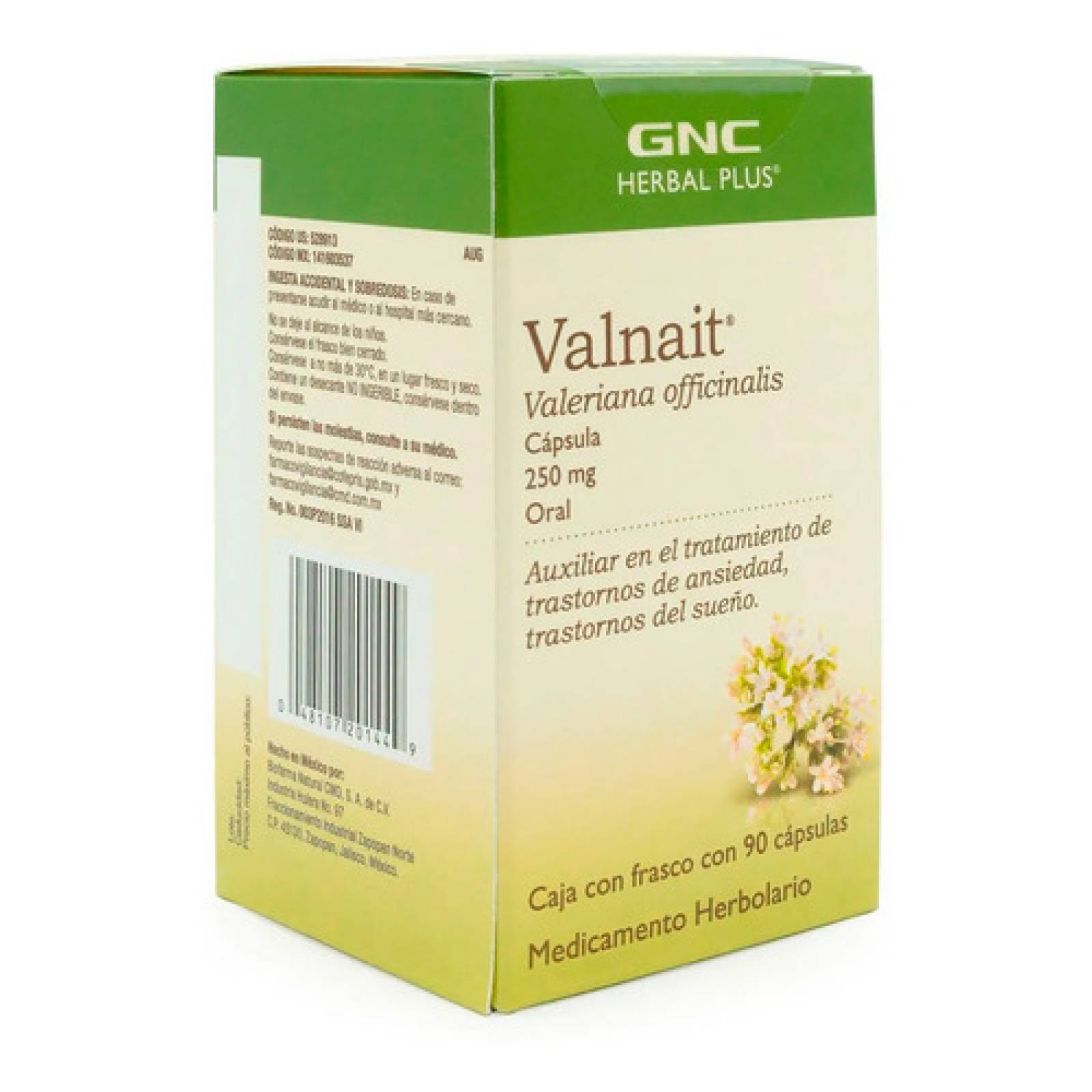 Valnait Valeriana 250 Mg Gnc Herbal Plus 90 Cápsulas