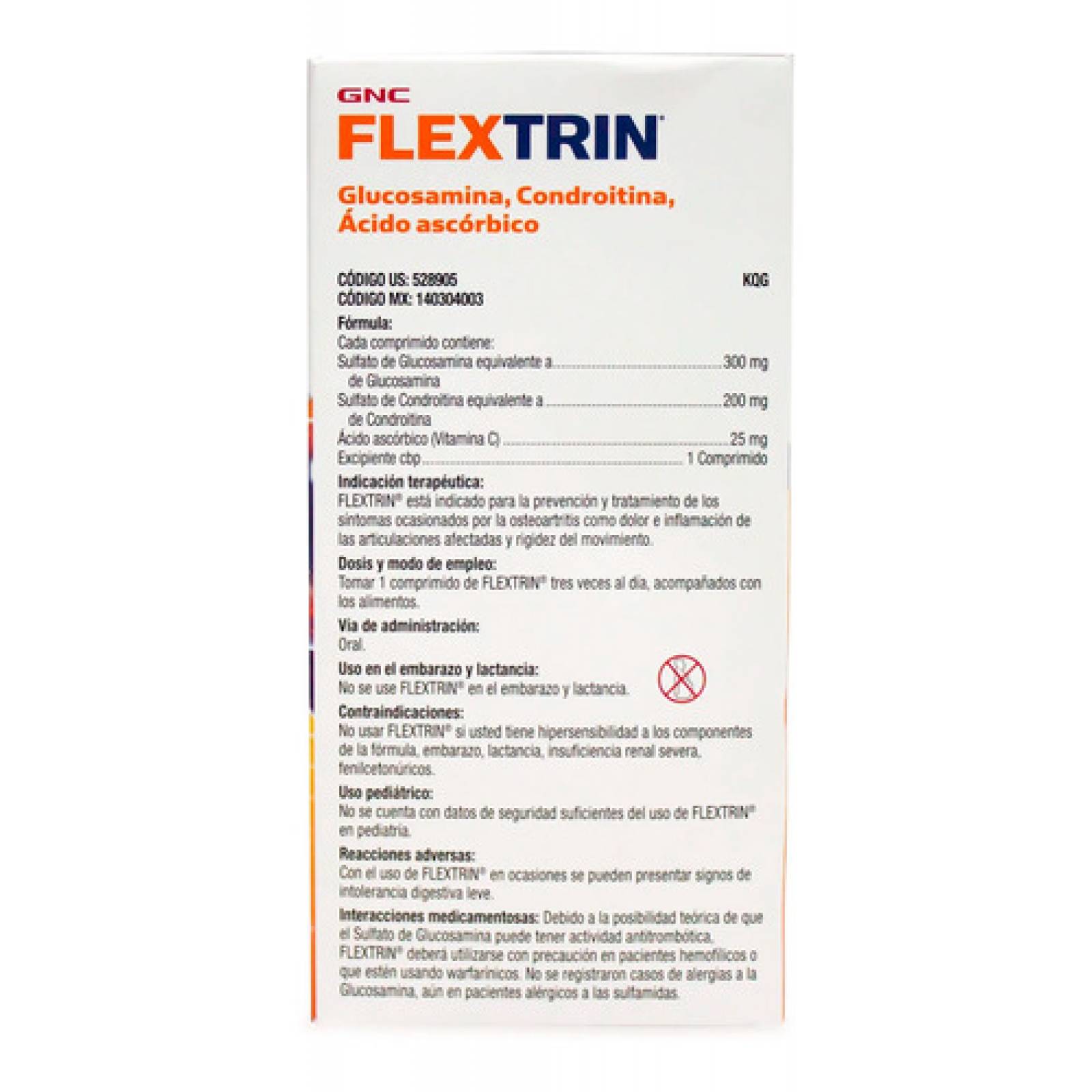 Suplemento Flextrin Glucosamina Condroitina Gnc 180 Tabletas