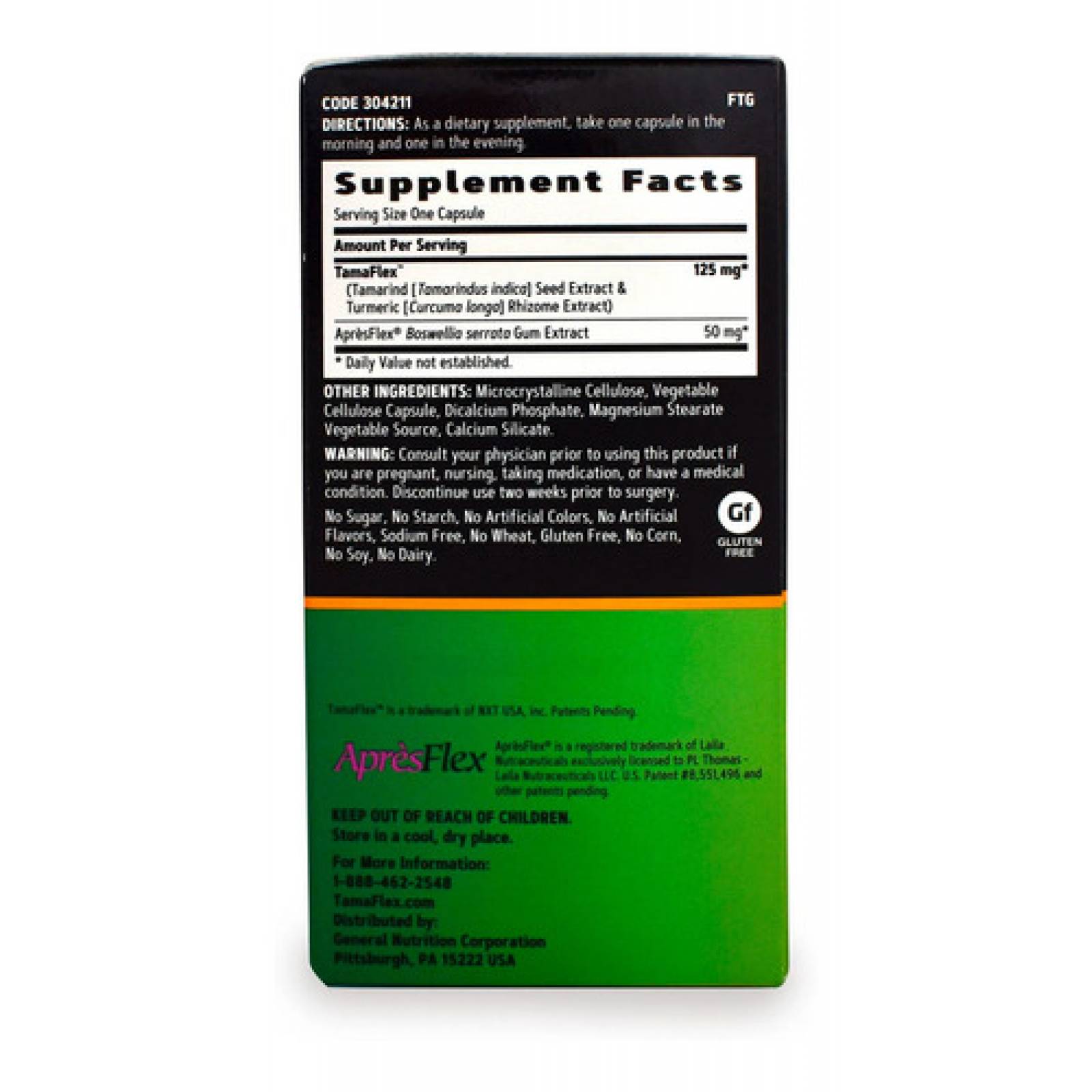 Suplemento Tamaflex Mezcla Herbal Gnc 60 Cápsulas Glutenfree