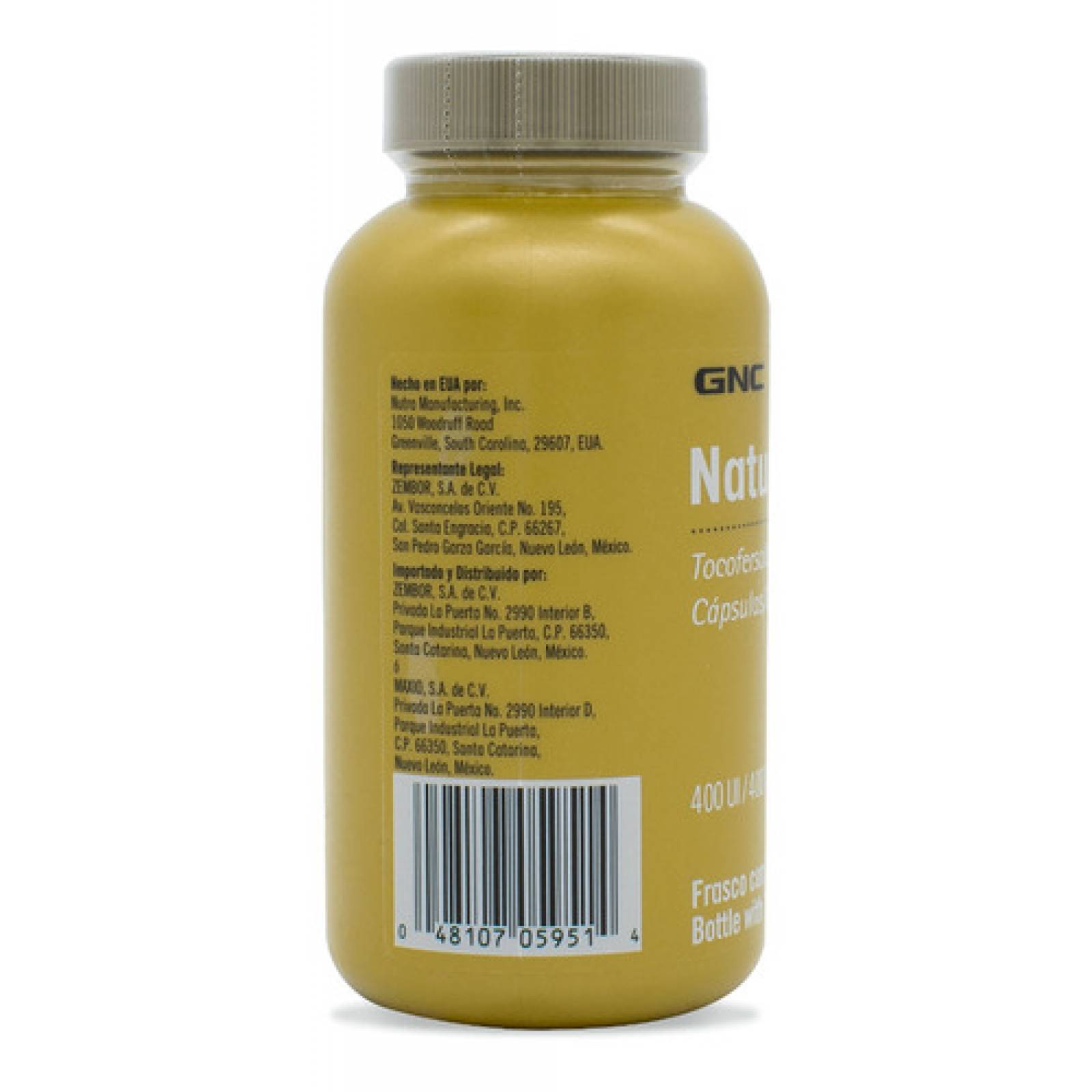 Vitamina E Tocofersolán 400 Ui Gnc Natural E 180 Cápsulas