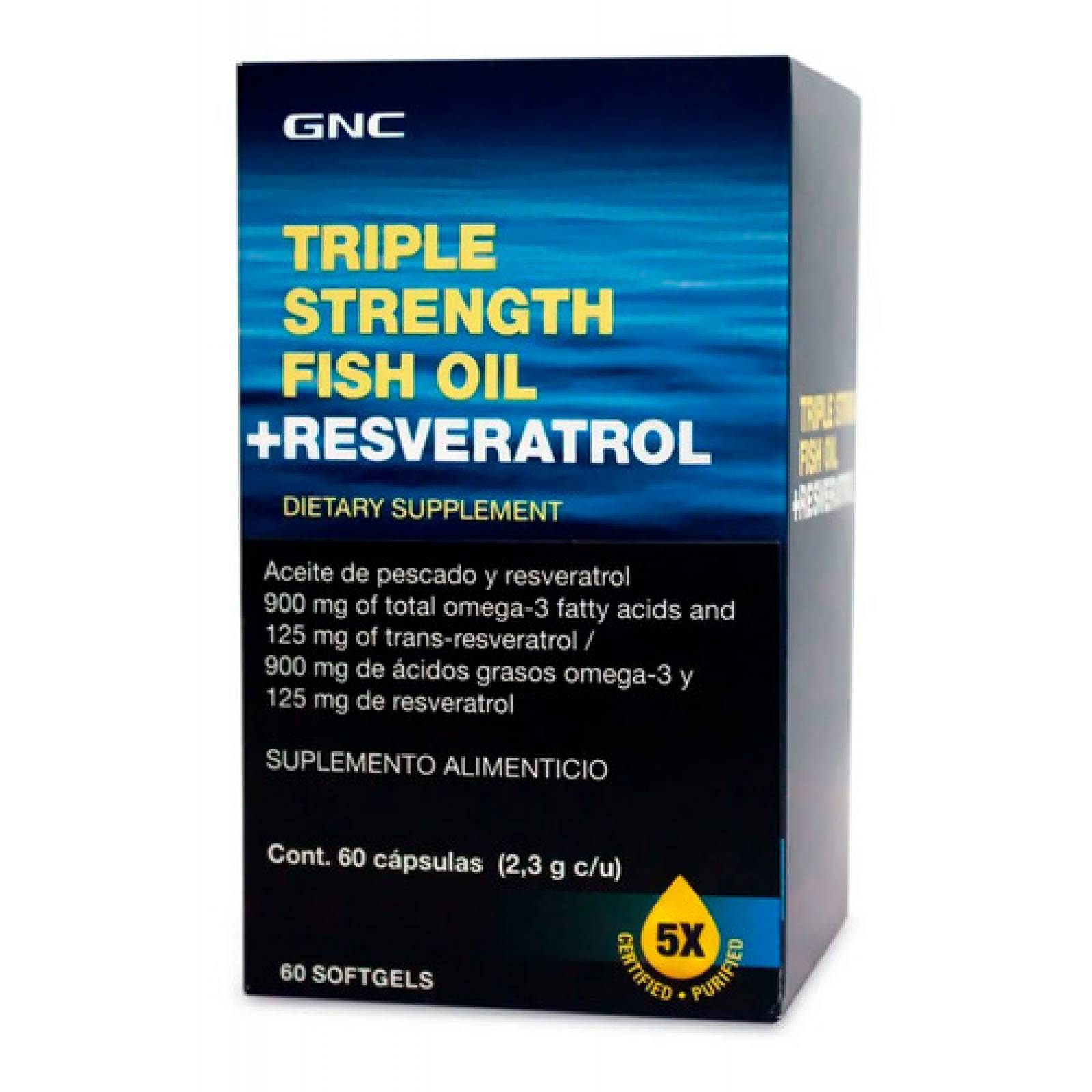 Aceite De Pescado Con Omega 3 Y Resveratrol Gnc 60 Cápsulas