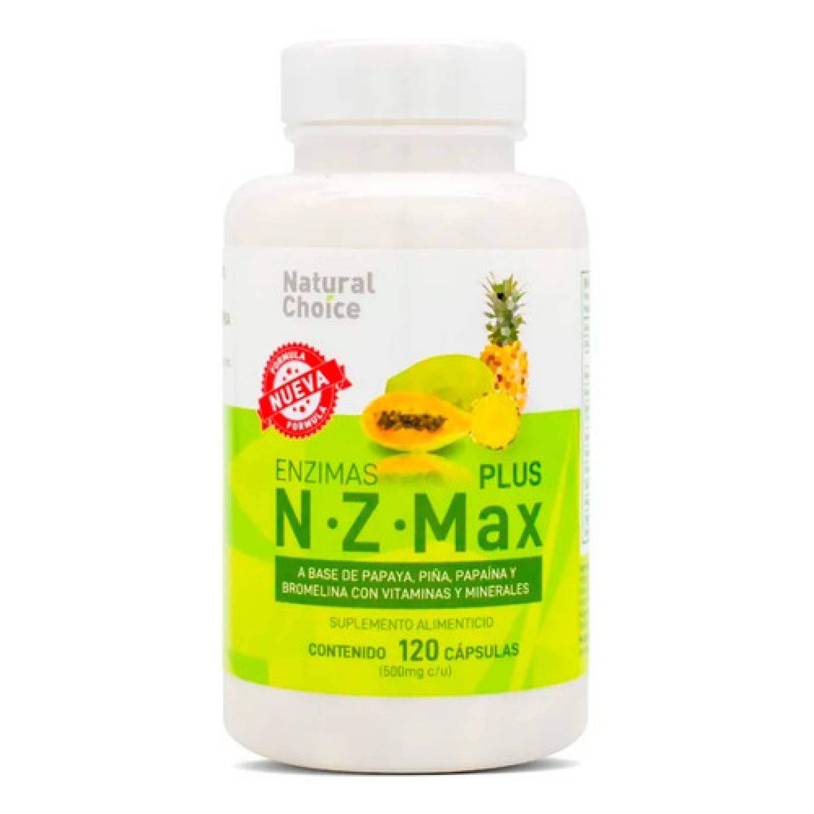 N Z Max Plus Enzimas Natural Choice Base Frutal 120 Cápsulas