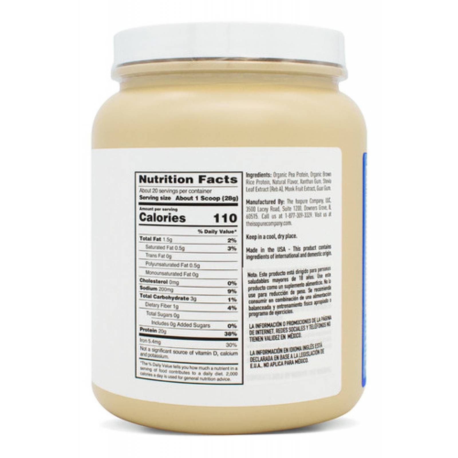 Plant Proteína Vegana Isopure Vainilla No Ogm 558 Gramos
