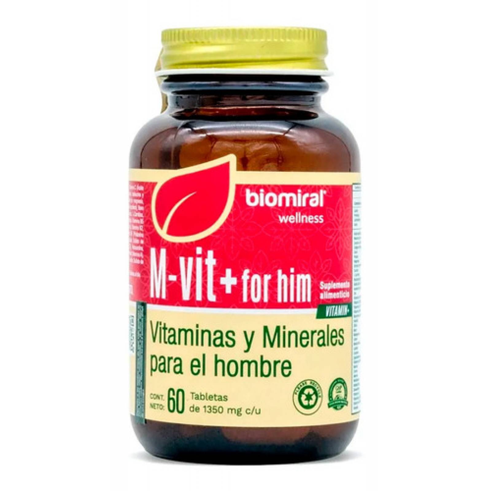M Vit For Him Vitaminas Y Minerales Hombres Biomiral 60 T