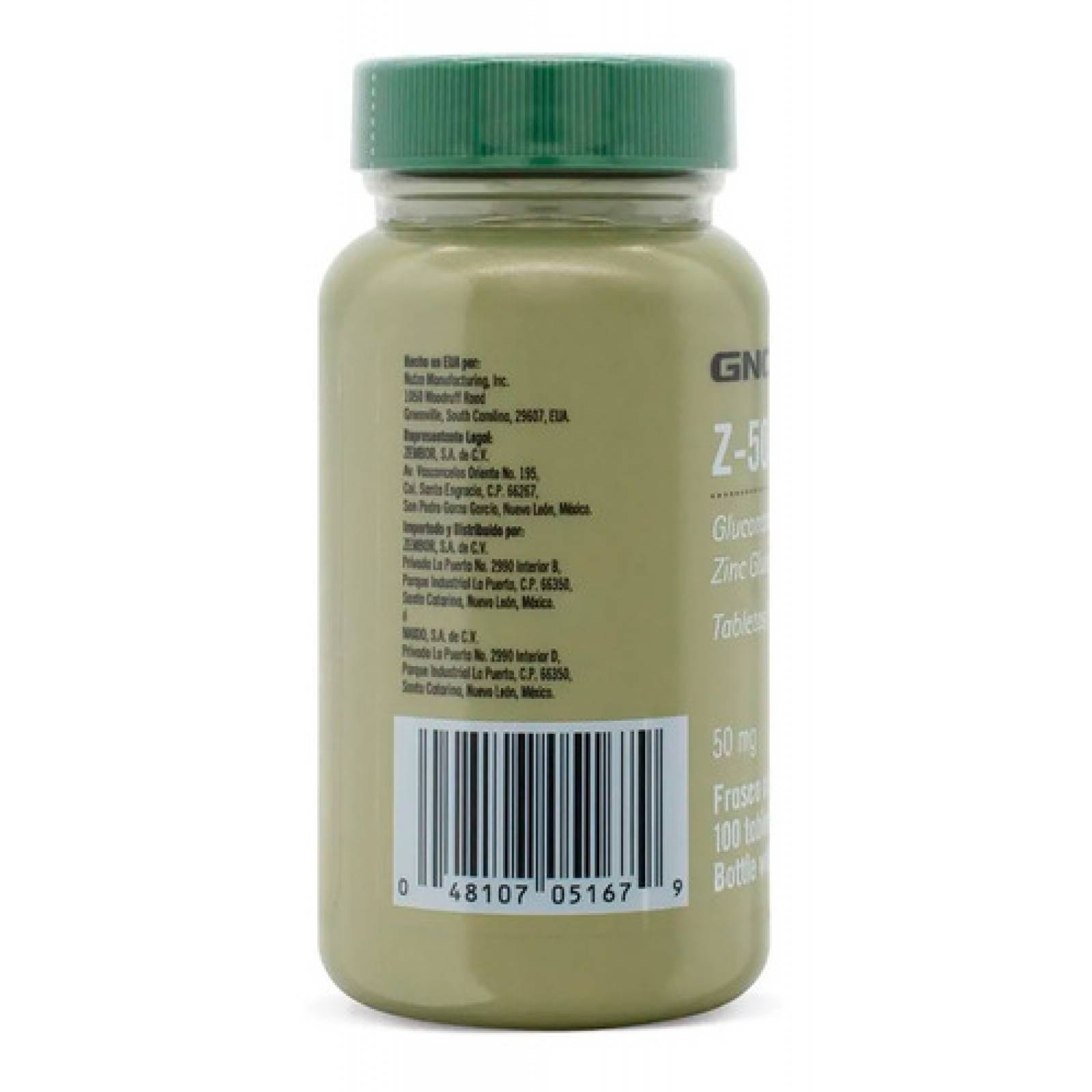 Gluconato De Zinc 50 Mg Gnc Z 50 Sin Sabor 100 Tabletas