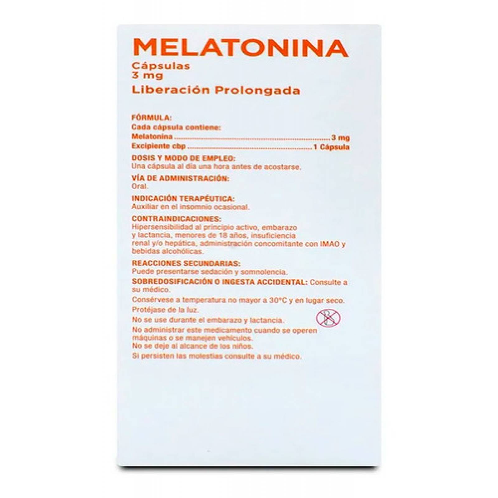 Melatonina 3 Mg Liberación Prolongada Gnc 30 Cápsulas