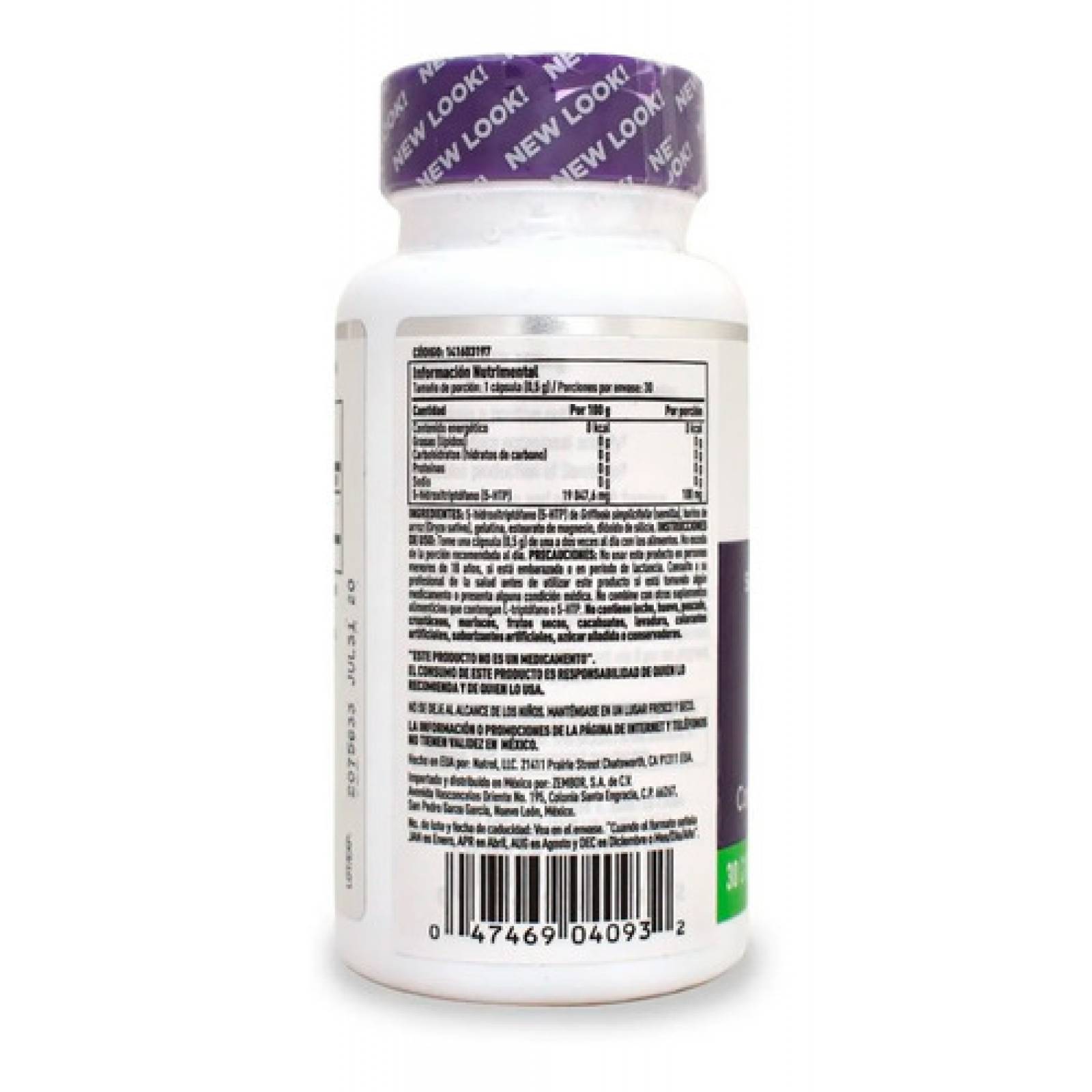 Suplemento 5 Htp 100 Mg Natrol Mezcla Herbal 30 Cápsulas