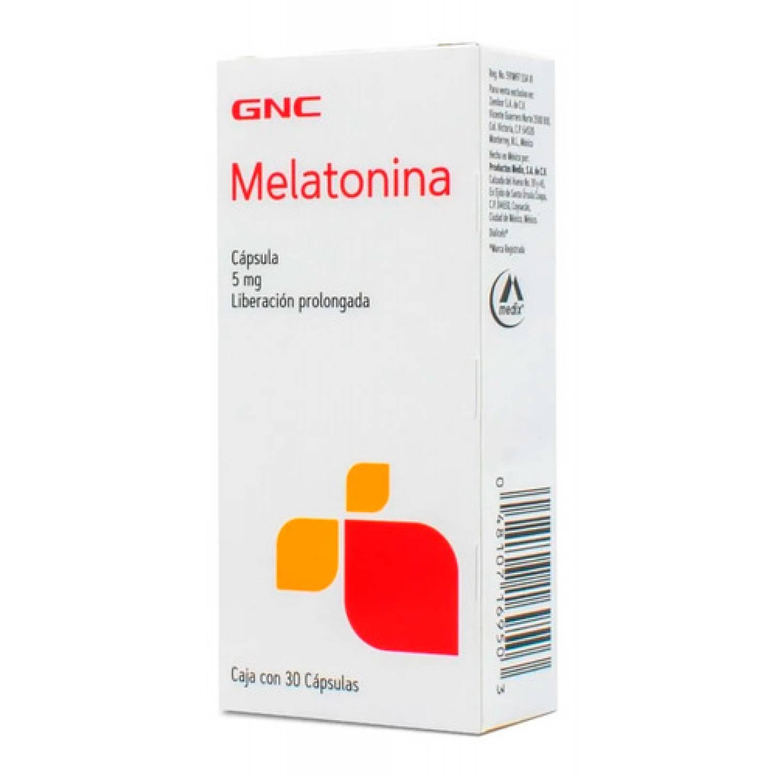 Melatonina 5 Mg Liberación Prolongada Gnc 30 Cápsulas