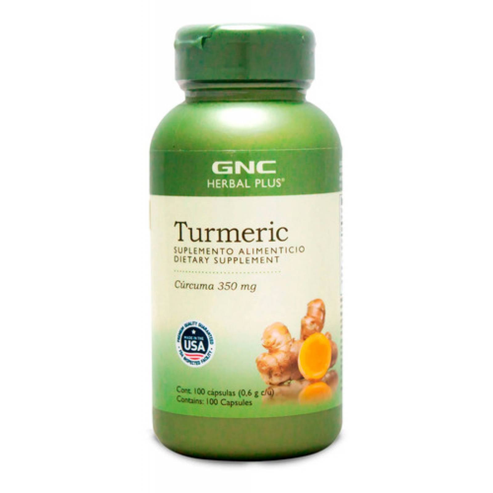 Suplemento Alimenticio Cúrcuma 350mg Herbal Plus Gnc 100 Cáp