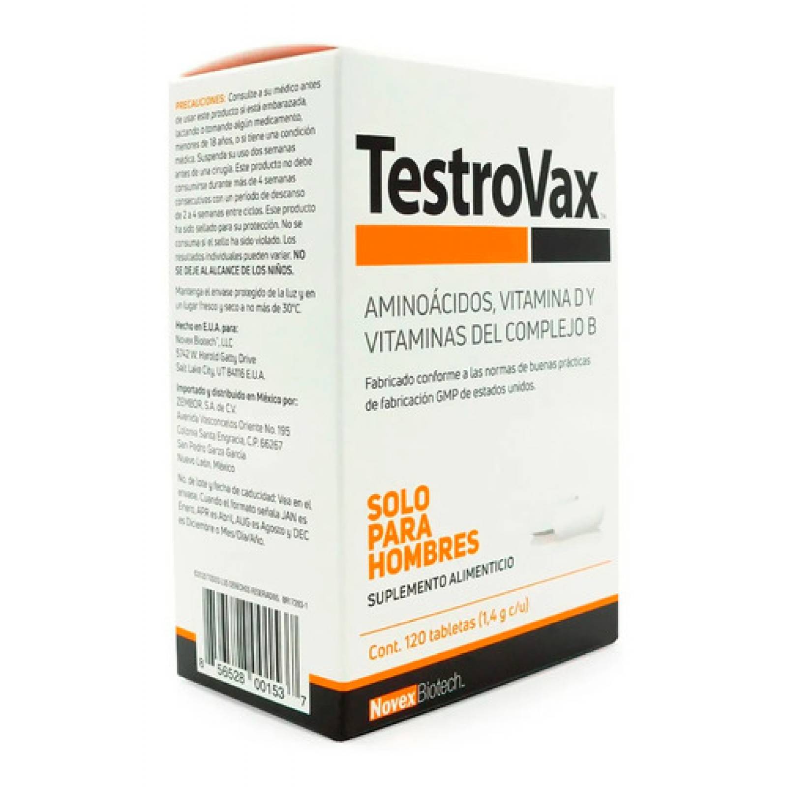 Compuesto Aminoácidos Y Vitaminas Testrovax 120 Tabletas