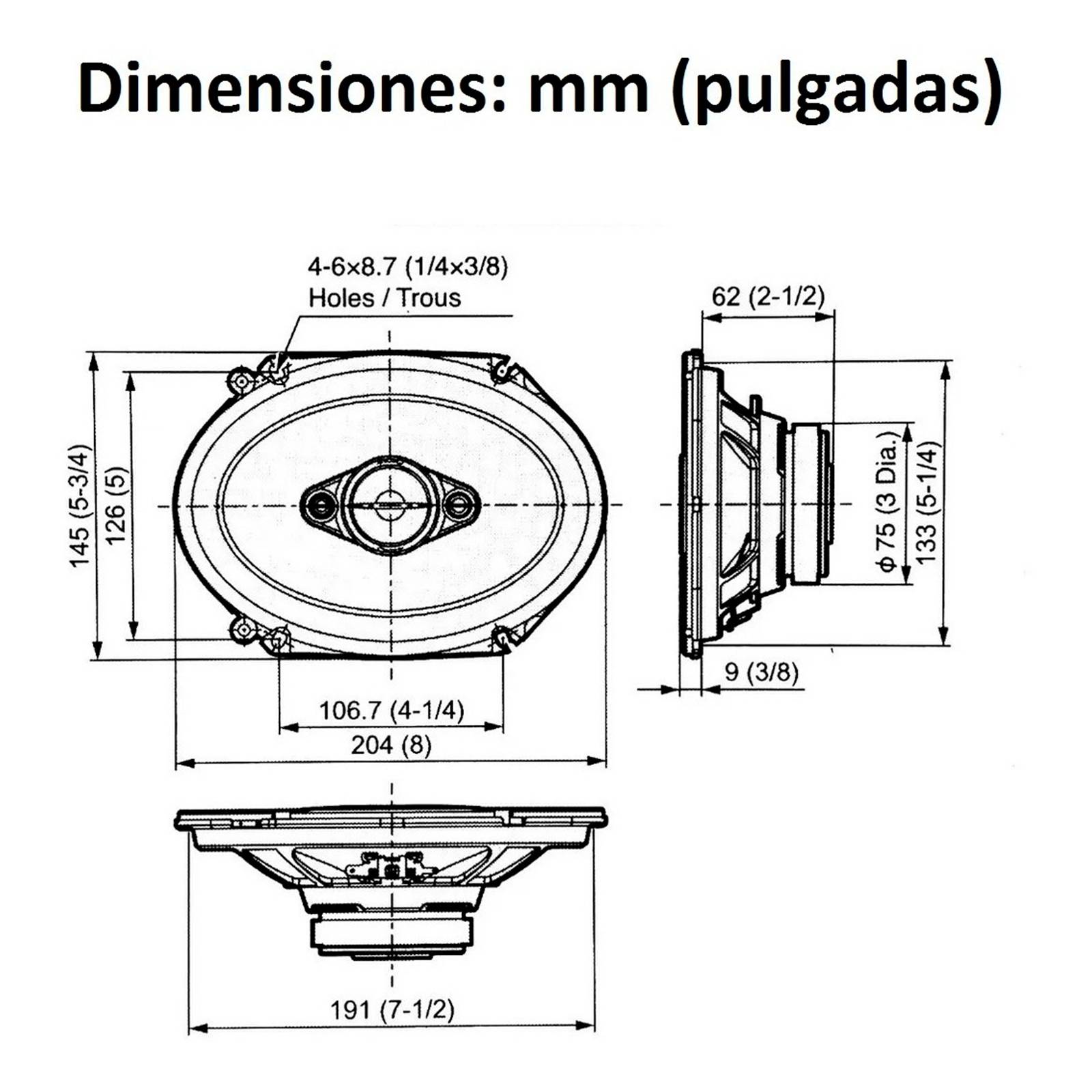 Bocina Auto Serie A 350W 6x9pulg Negro TS A6887S Pioneer