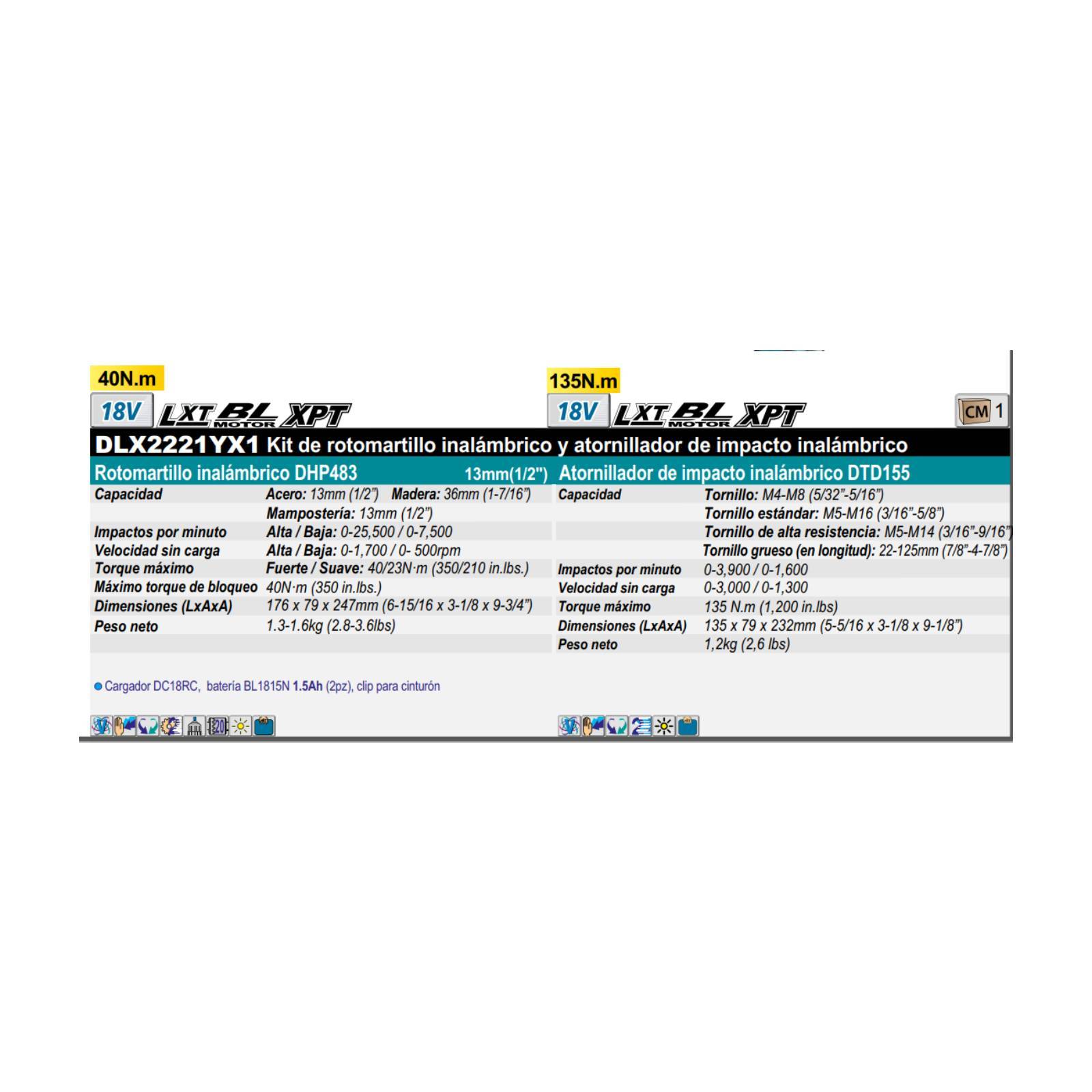 Combo Rotomartillo Dh483 Y Atornillador Dt155 Makita