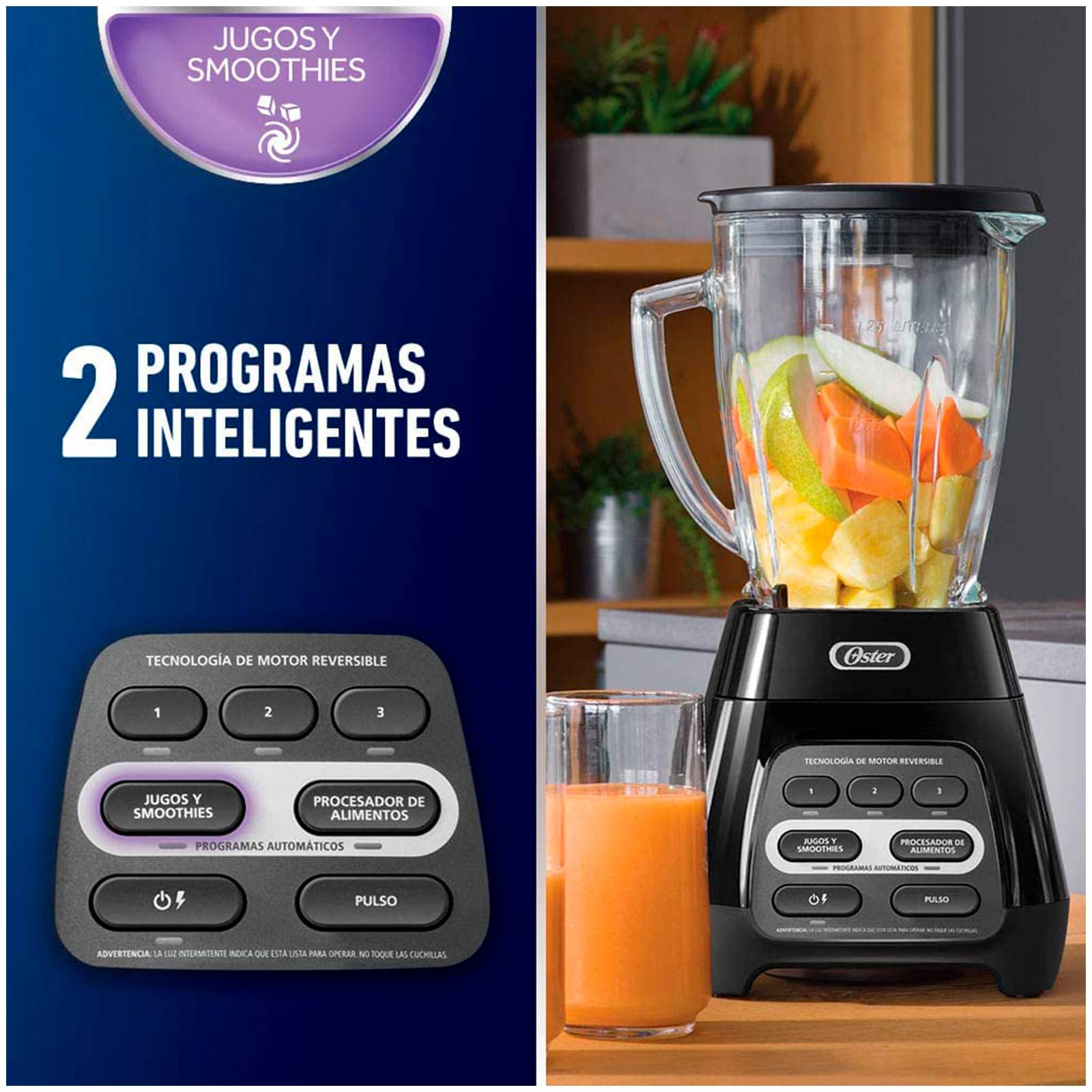 Licuadora Tecnología Reversible Oster 1 5 Litros Vidrio 3 Vel