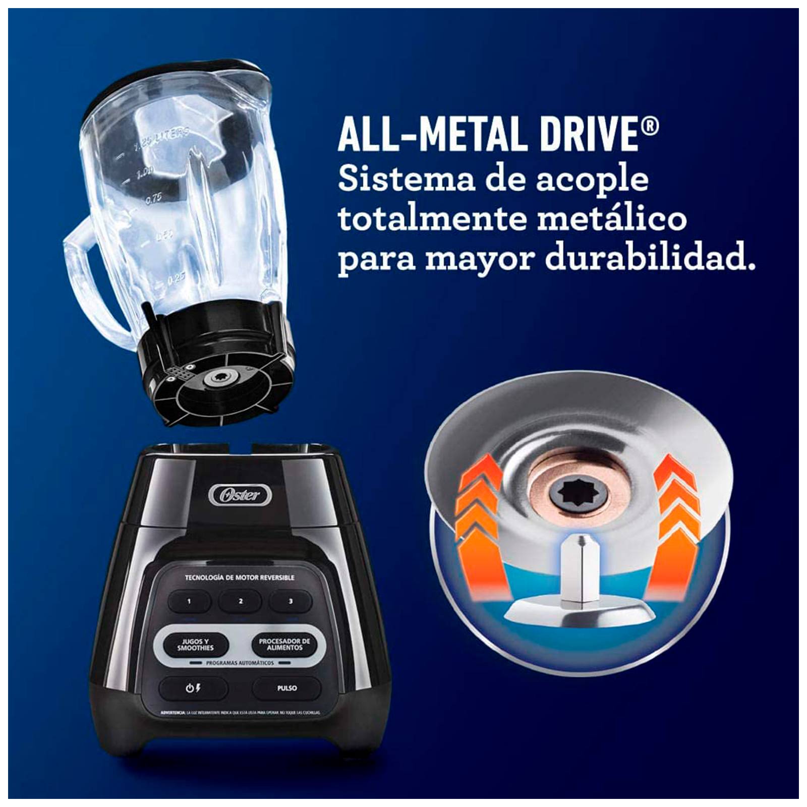 Licuadora Tecnología Reversible Oster 1 5 Litros Vidrio 3 Vel