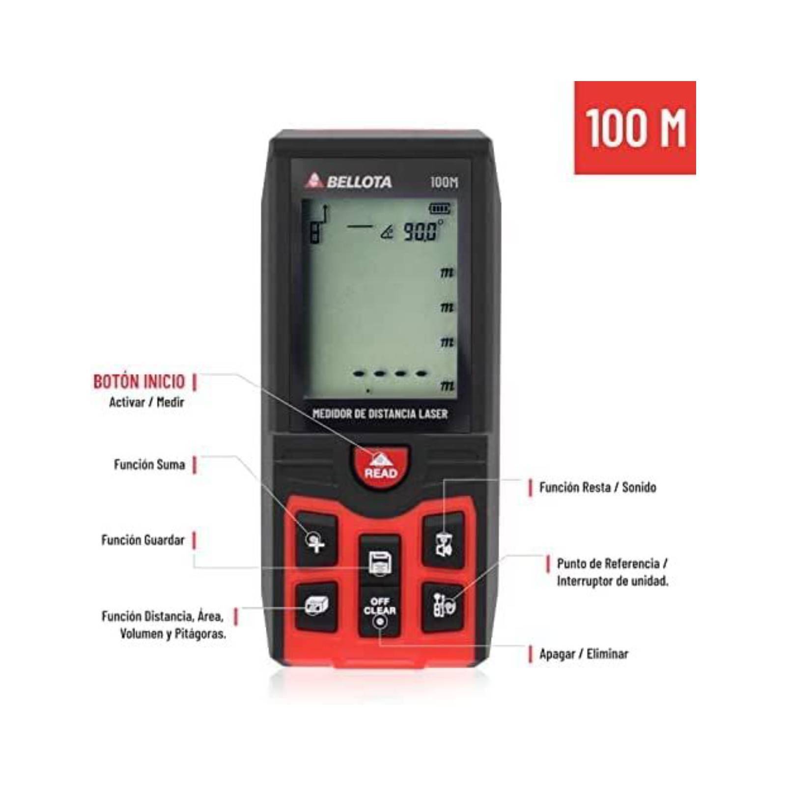 Medidor De Distancia Láser 100M Laser100M Bellota