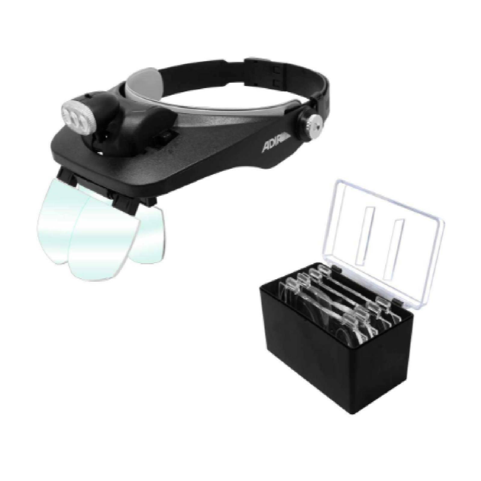 Lupa Visor 1 2x 3 5 x Con 3 Luz Led y 5 Lentes Verden