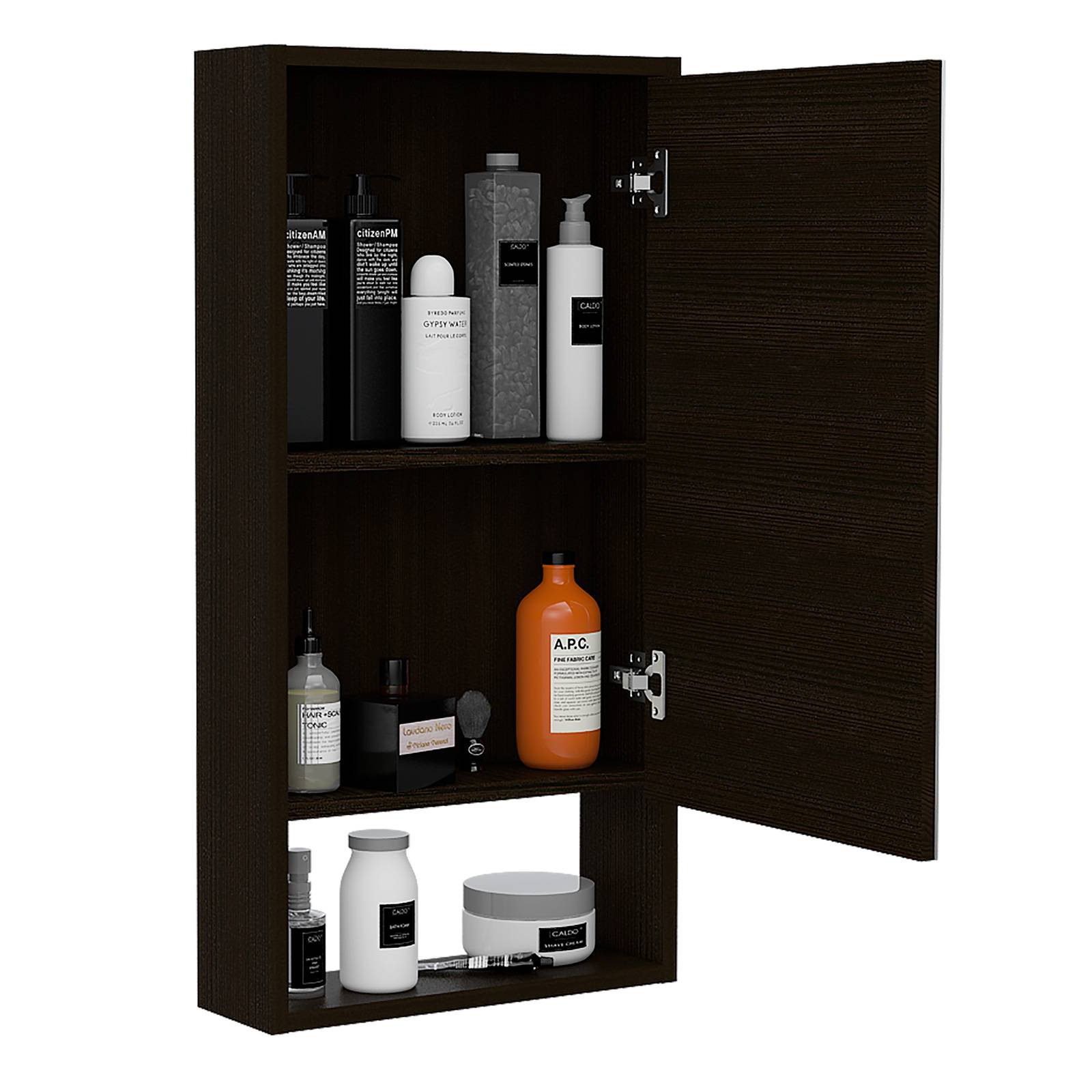 Gabinete Baño Espejo Mariana Chocolate Puerta 2 Entrepaños