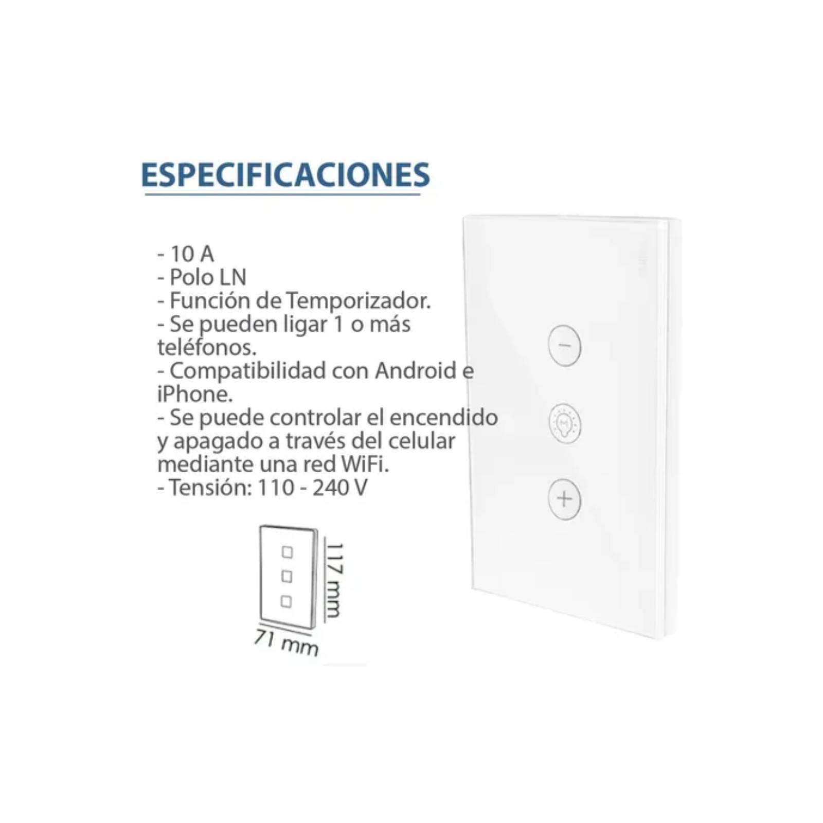Placa 1 Apagador Dimeable Wifi Inteligente 9807 Adir