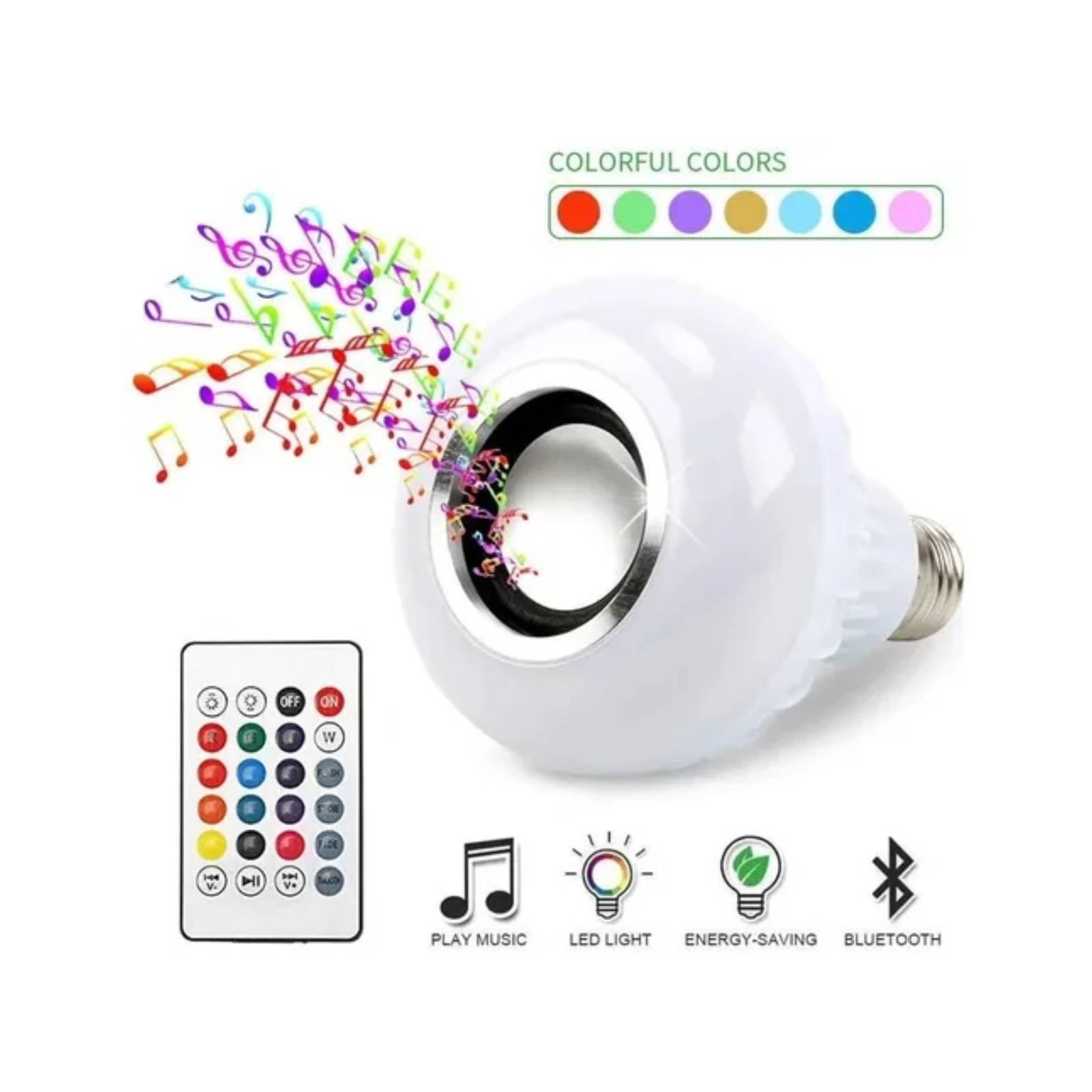 Kit 2 Pzs Foco Led Rgb Con Bocina Bluetooth Lam Boc Steren
