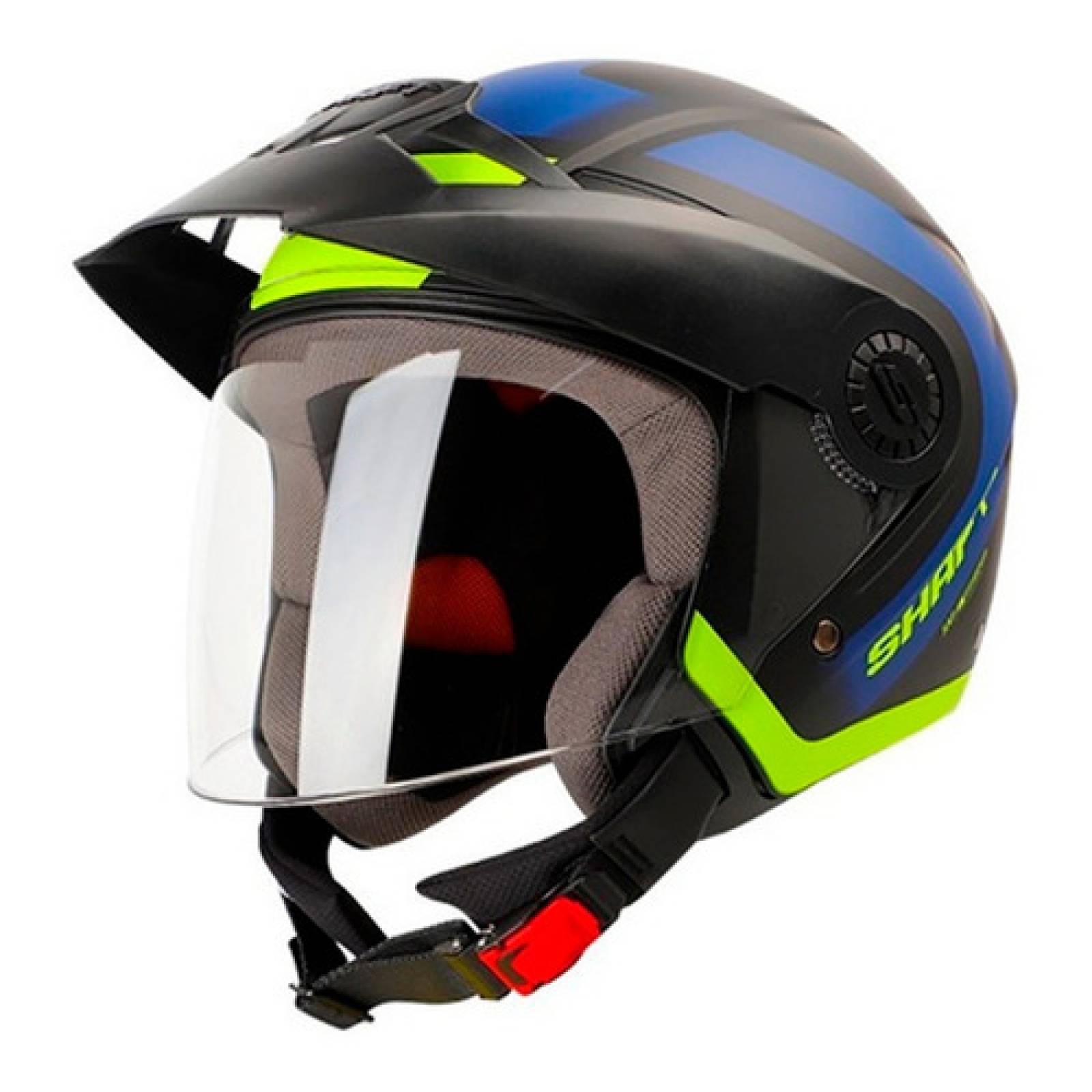 Casco Abierto Moto Abs Shaft Press M Negro amarillo Ece