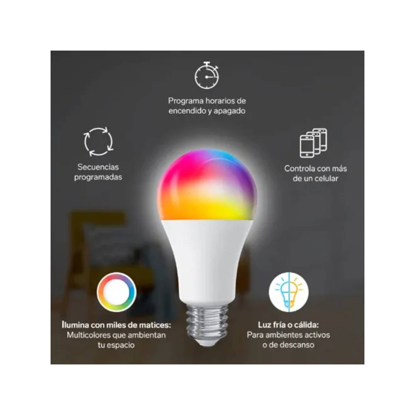 Kit 2 Pzs Foco Led Inteligente Rgb Decorativo 5W Steren