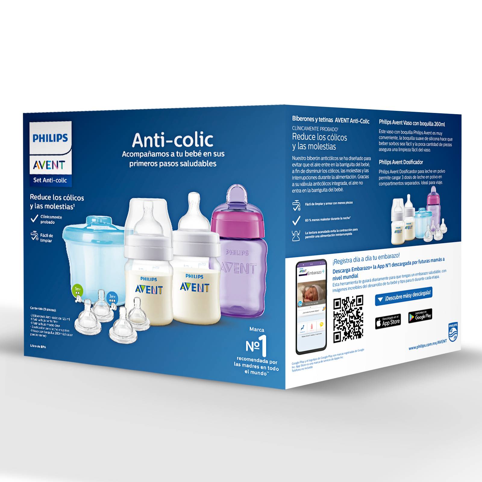 Set Anti Cólico Biberones  Dosificador  Vaso Philips Avent