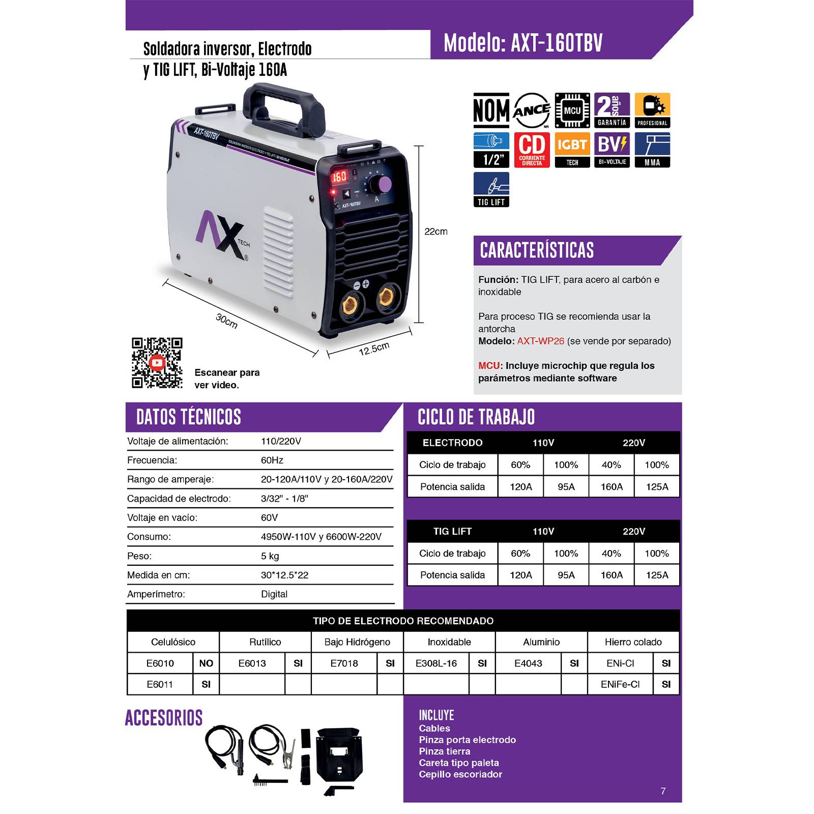 Soldadora Inversor Electrodo Y Tig Lift 110 220v Axtech