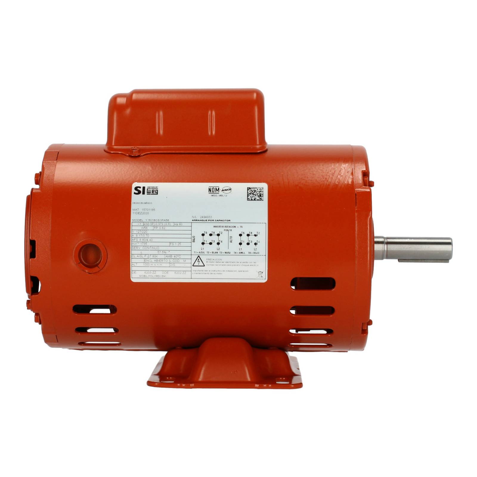 Motor Monofasico 1 2 Hp 4P En Baja Simotors Weg