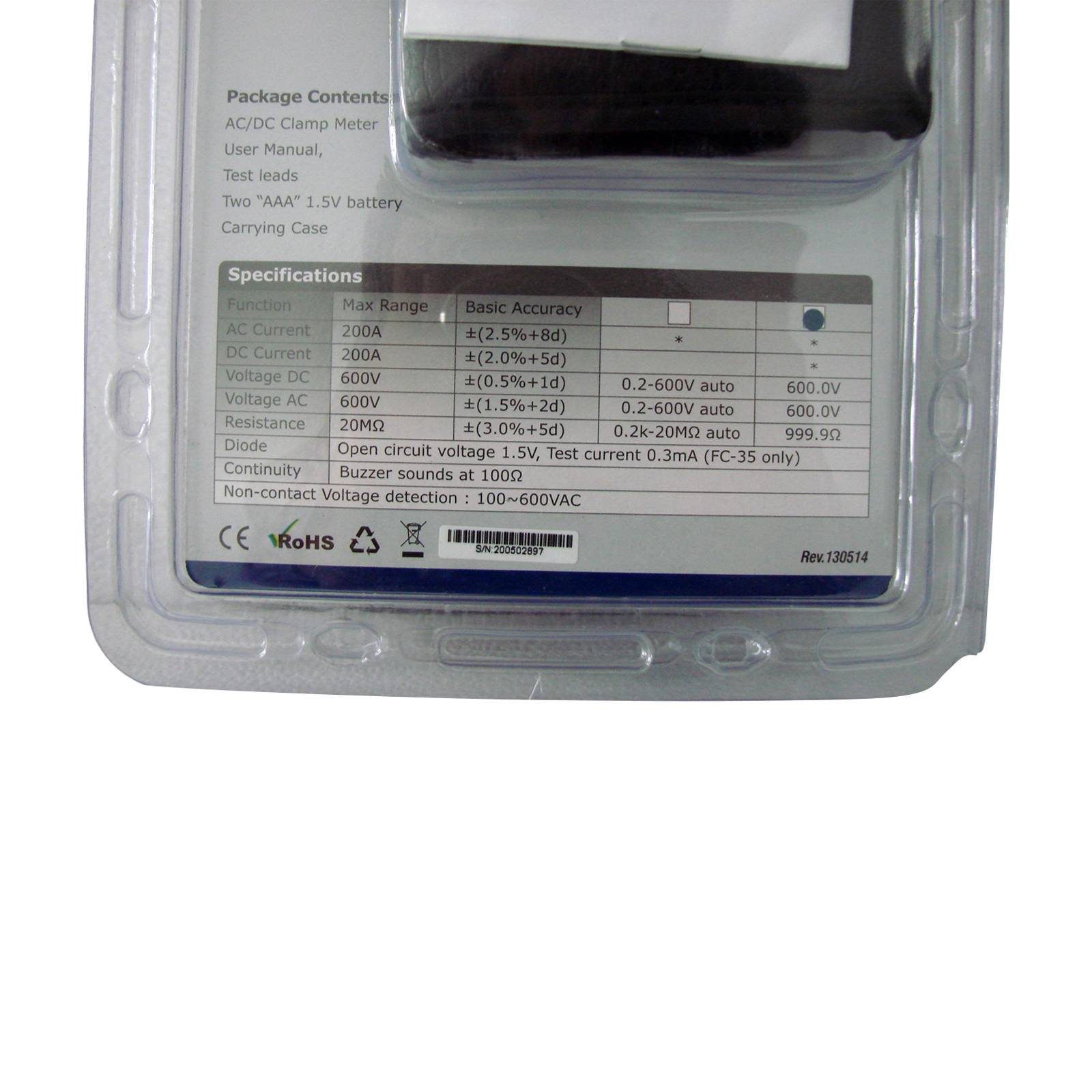 Pinza Corriente Circulante Amperimétrica Digital FC36 Kaise