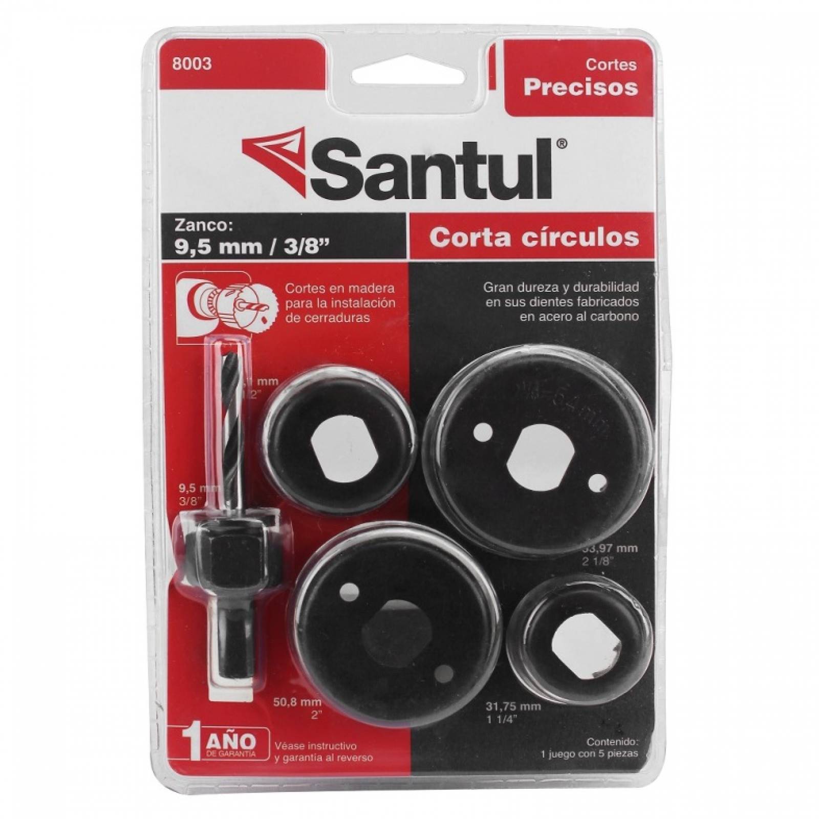 Juego 5pz Corta círculos para madera SANTUL