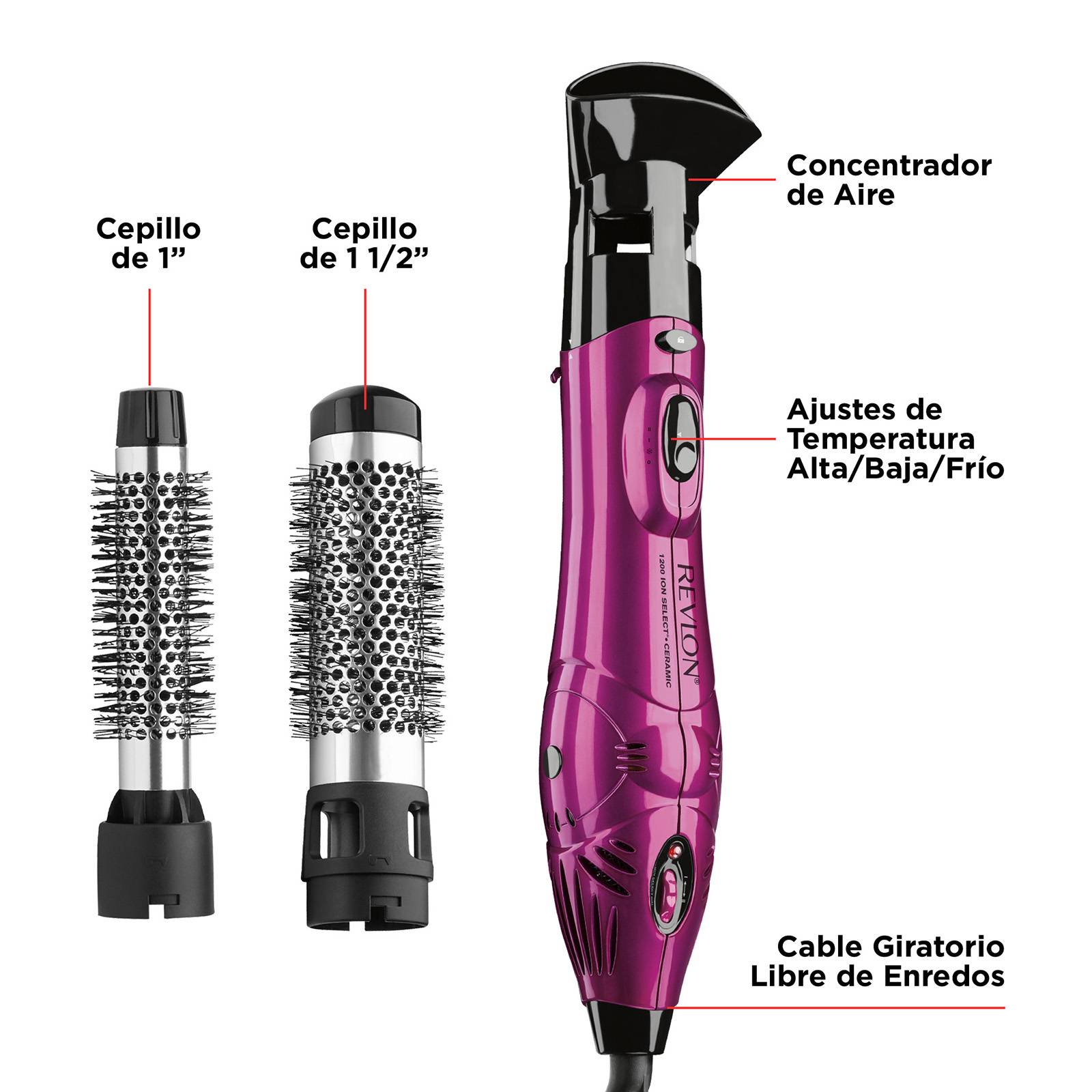 Revlon Kit Cepillo Titanio de Aire Pro Collection Rosa