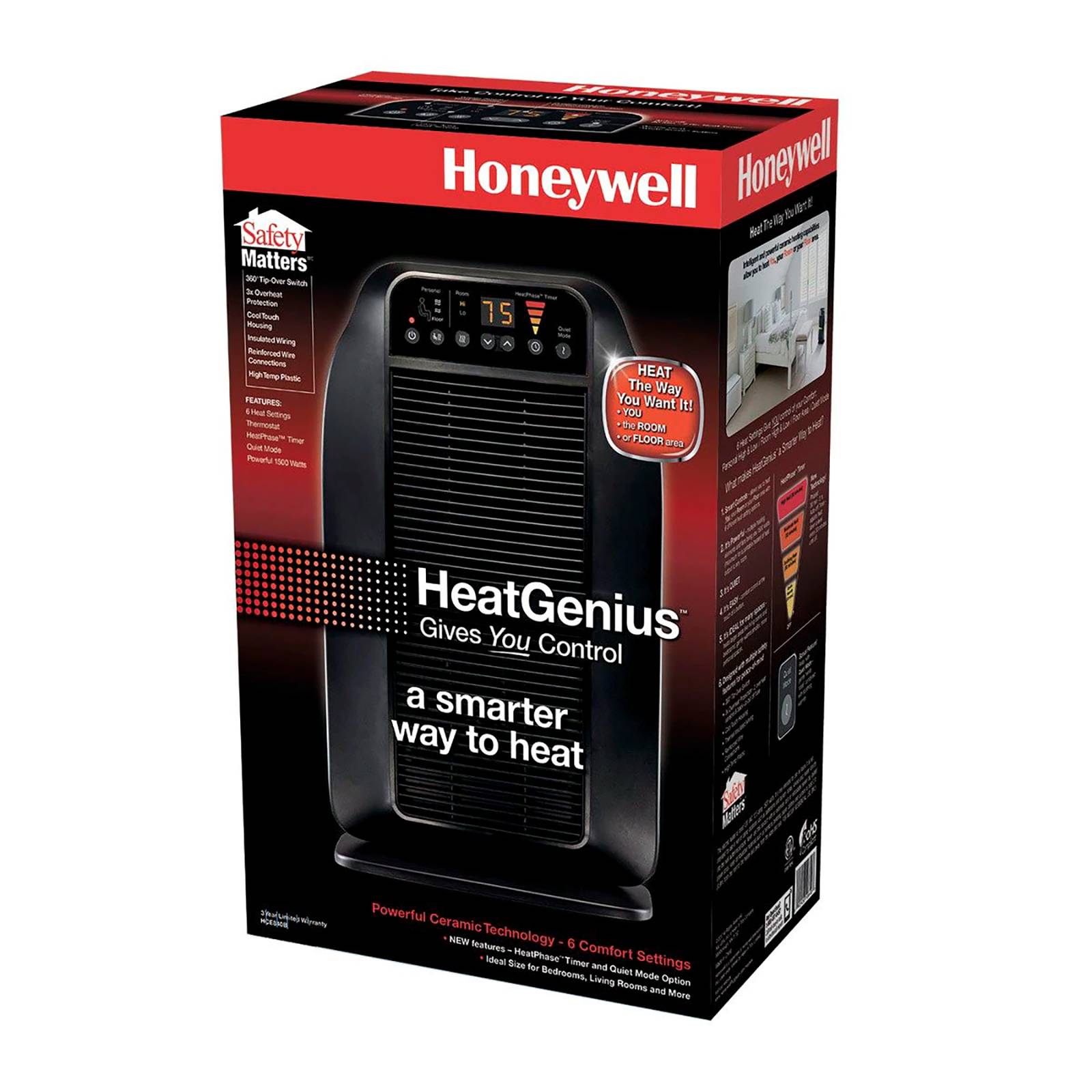 Calefactor Cerámica Heat Genius 6 Configuraciones Honeywell