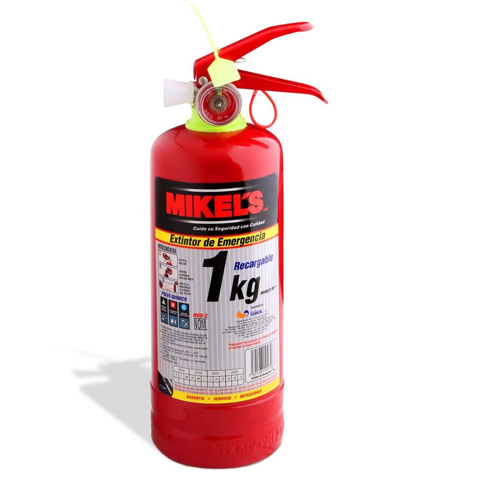 Extintor Emergencia Recargable Soporte Acero 1 Kg Mikels