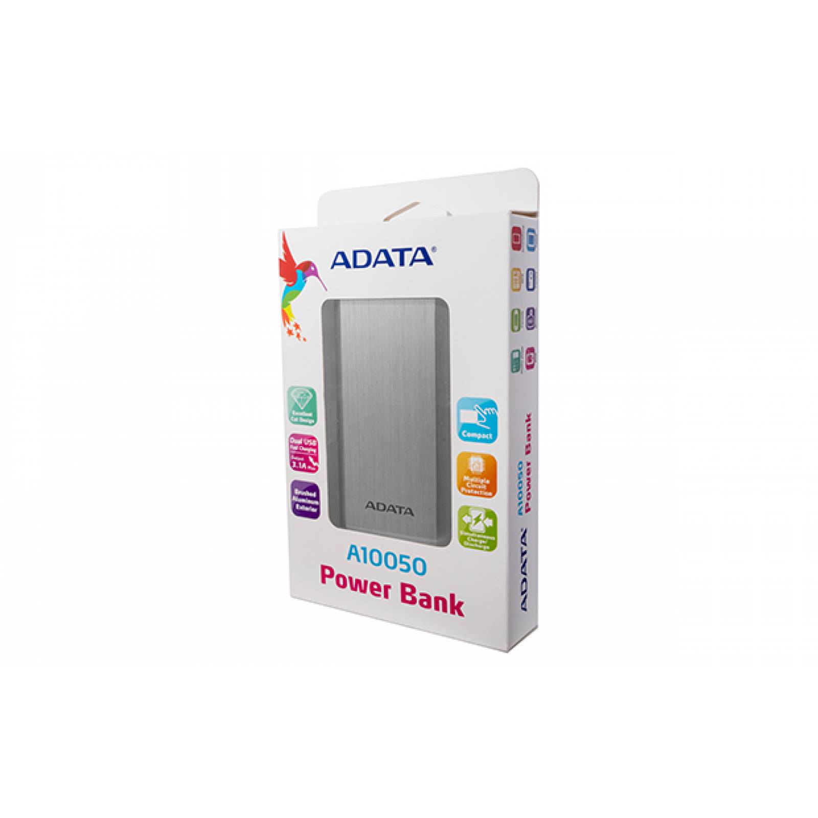 Bateria Cargador Power Bank Portatil Adata A10050 Plateado