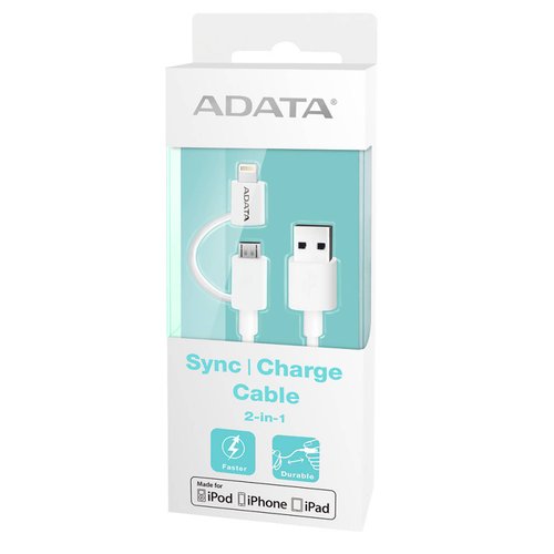 Cable USB 2 in 1 Lightning/MicroUSB Carga & Sync Apple Adata