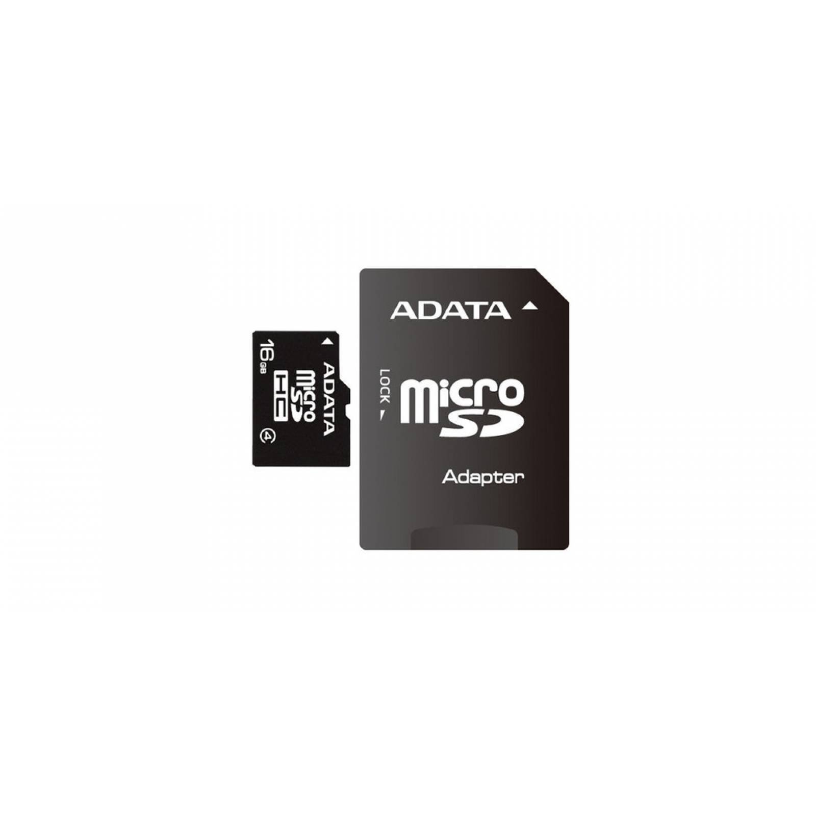 Memoria Flash MicroSDHC Adata 16GB Clase 4 Adaptador Celular