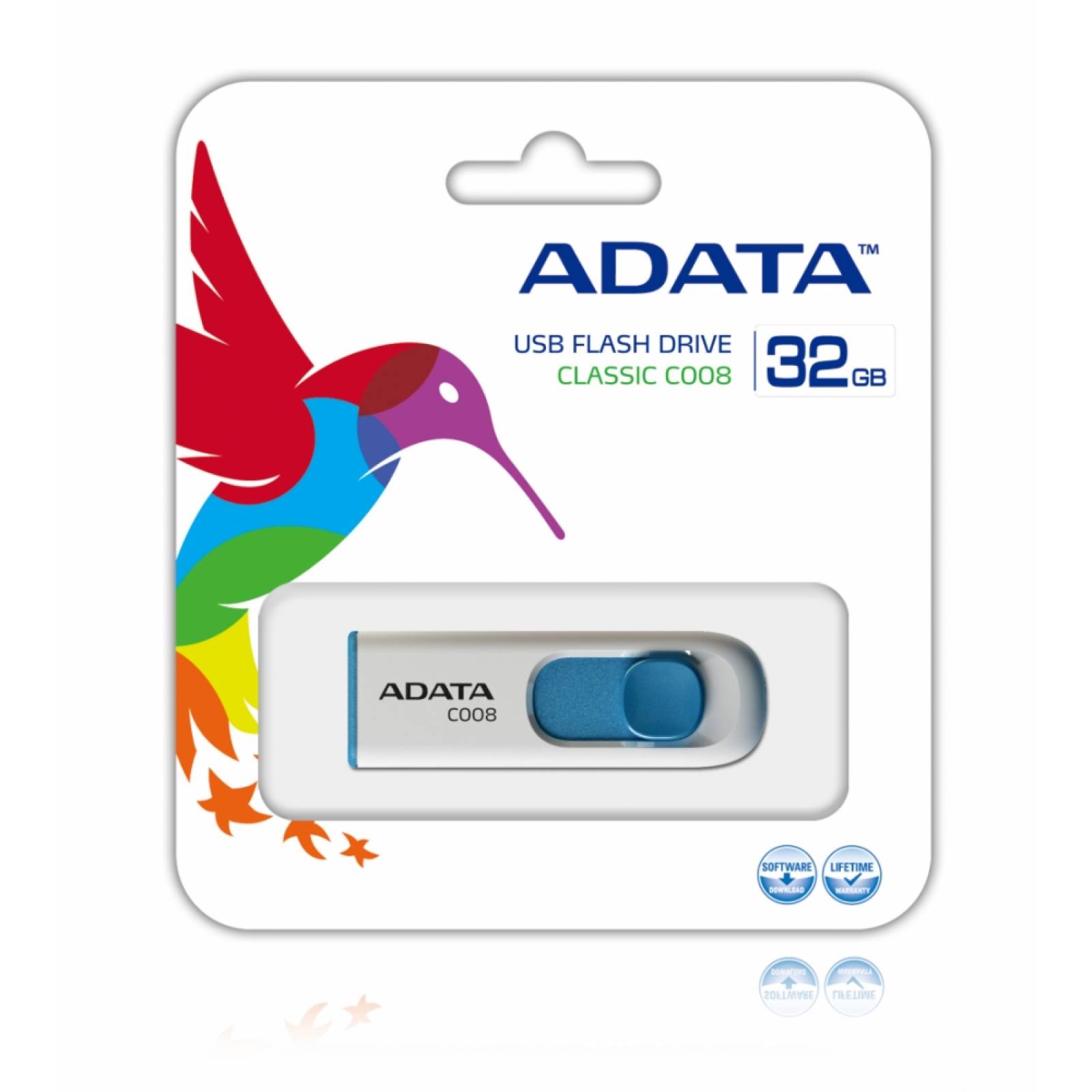 Memoria USB 2.0 Adata C008 32GB Color Blanco Azul