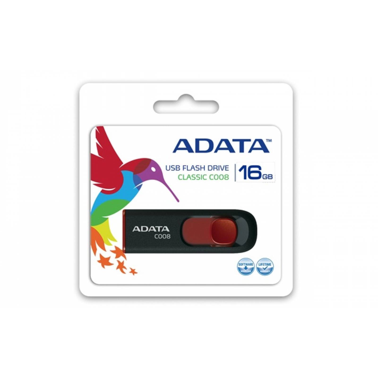 Memoria Usb Adata C008 16GB USB 2.0 Negro/Rojo